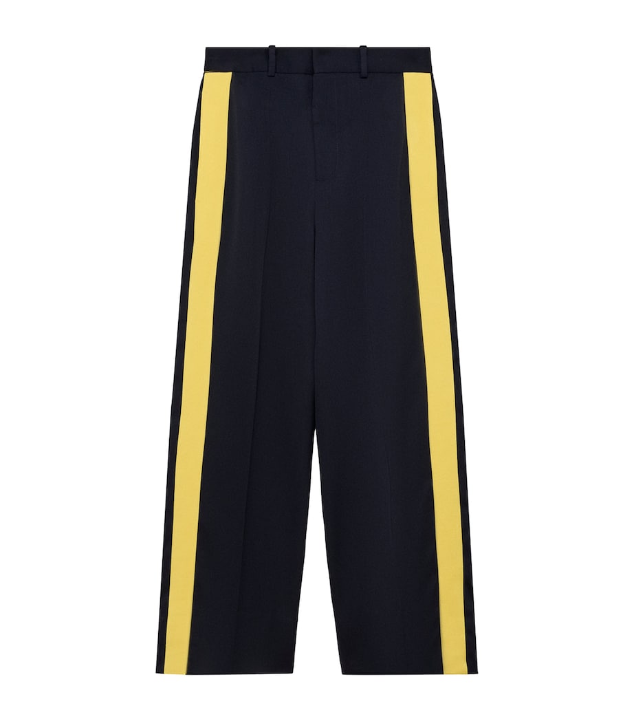 LOEWE Mens Wool-Blend Stripe Trousers Navy/yellow Image 1
