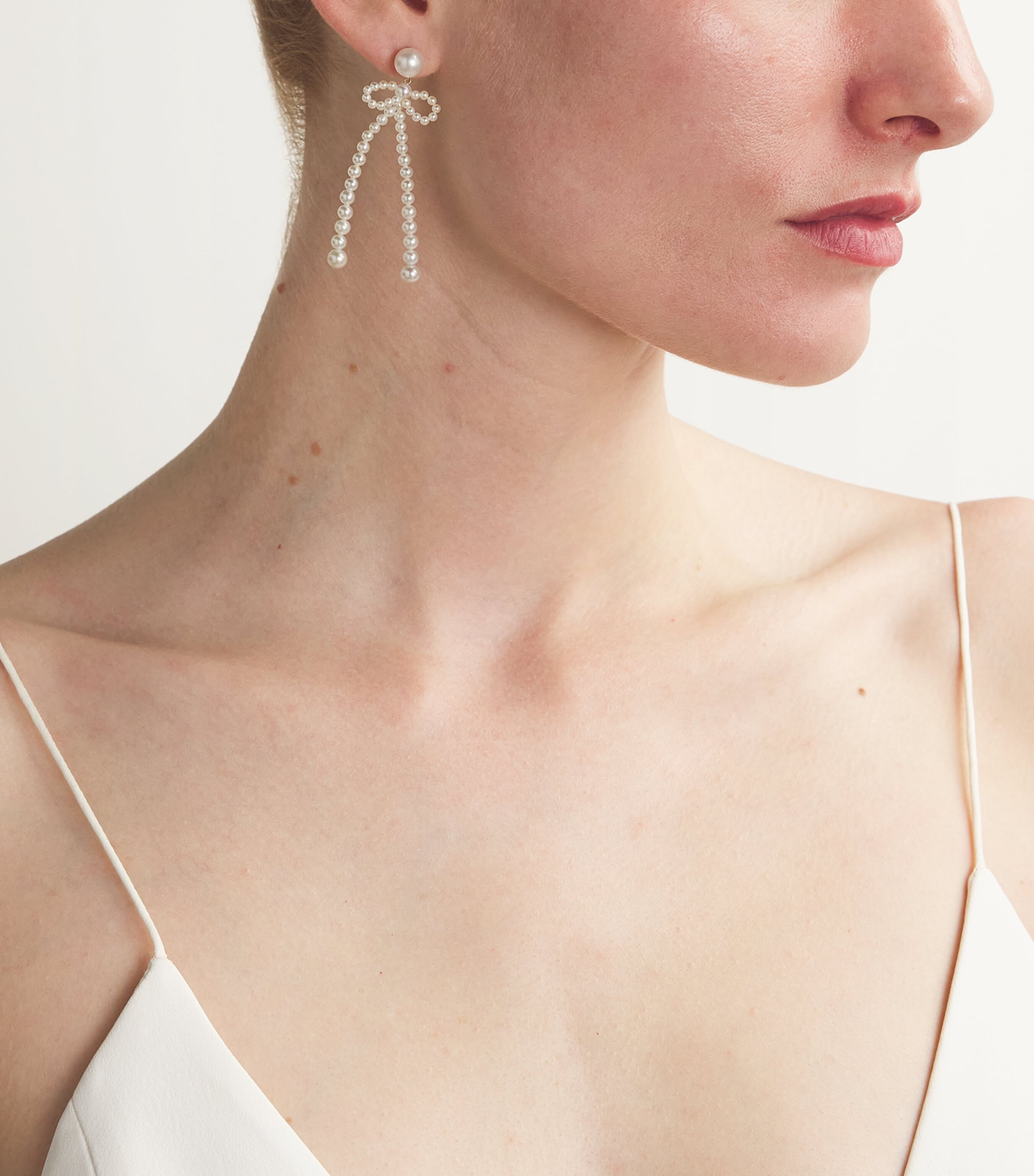 Yellow Gold and Freshwater Pearl Bow Rosette Earrings YELLOW GOLD Image 5