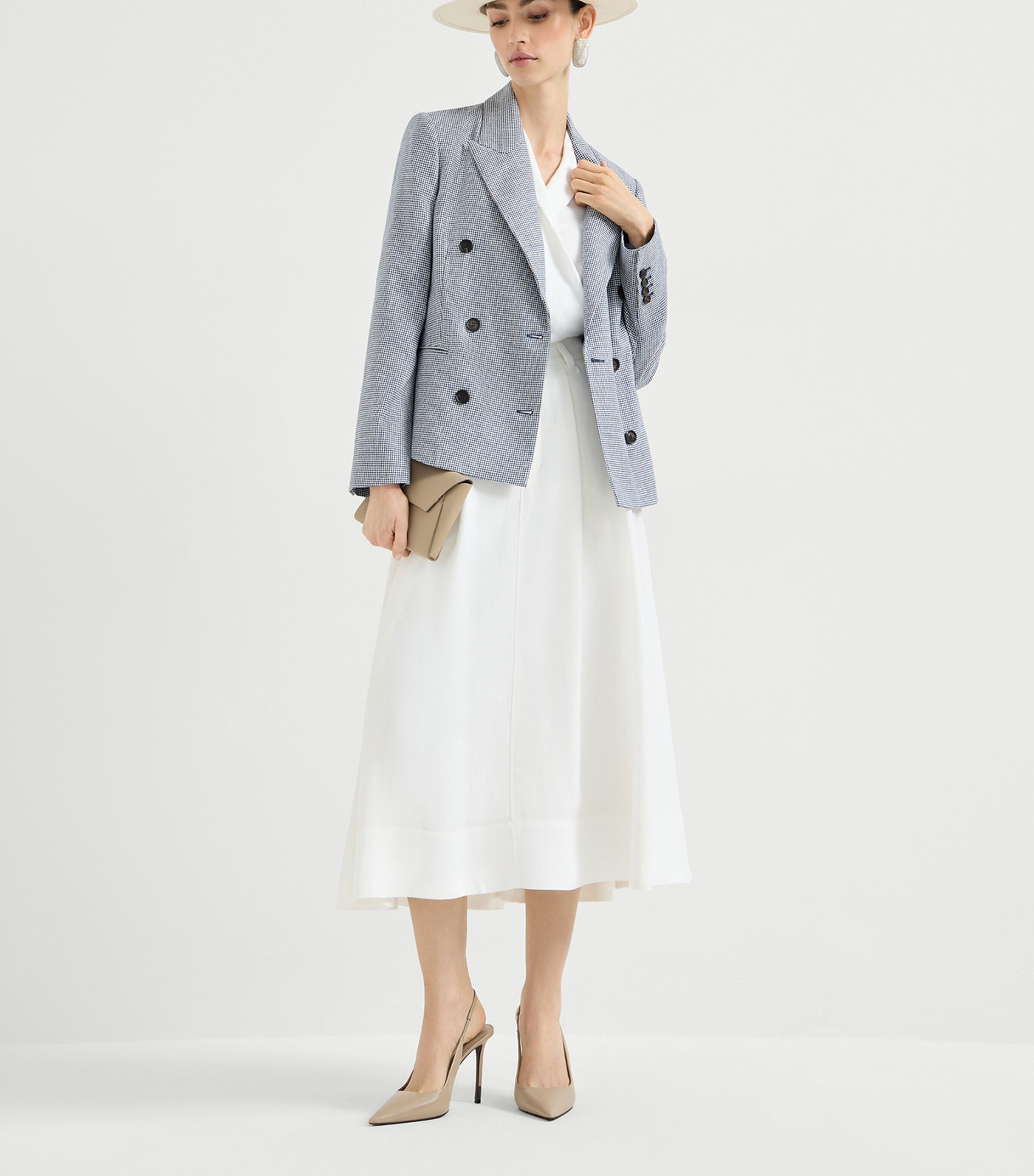 Brunello Cucinelli Womens Houndstooth Double-Breasted Blazer Image 2