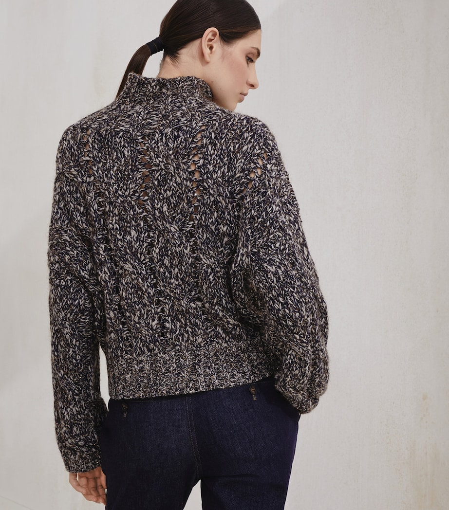 Wool-Blend Dazzling Zip-Up Sweater COJ57 Image 3