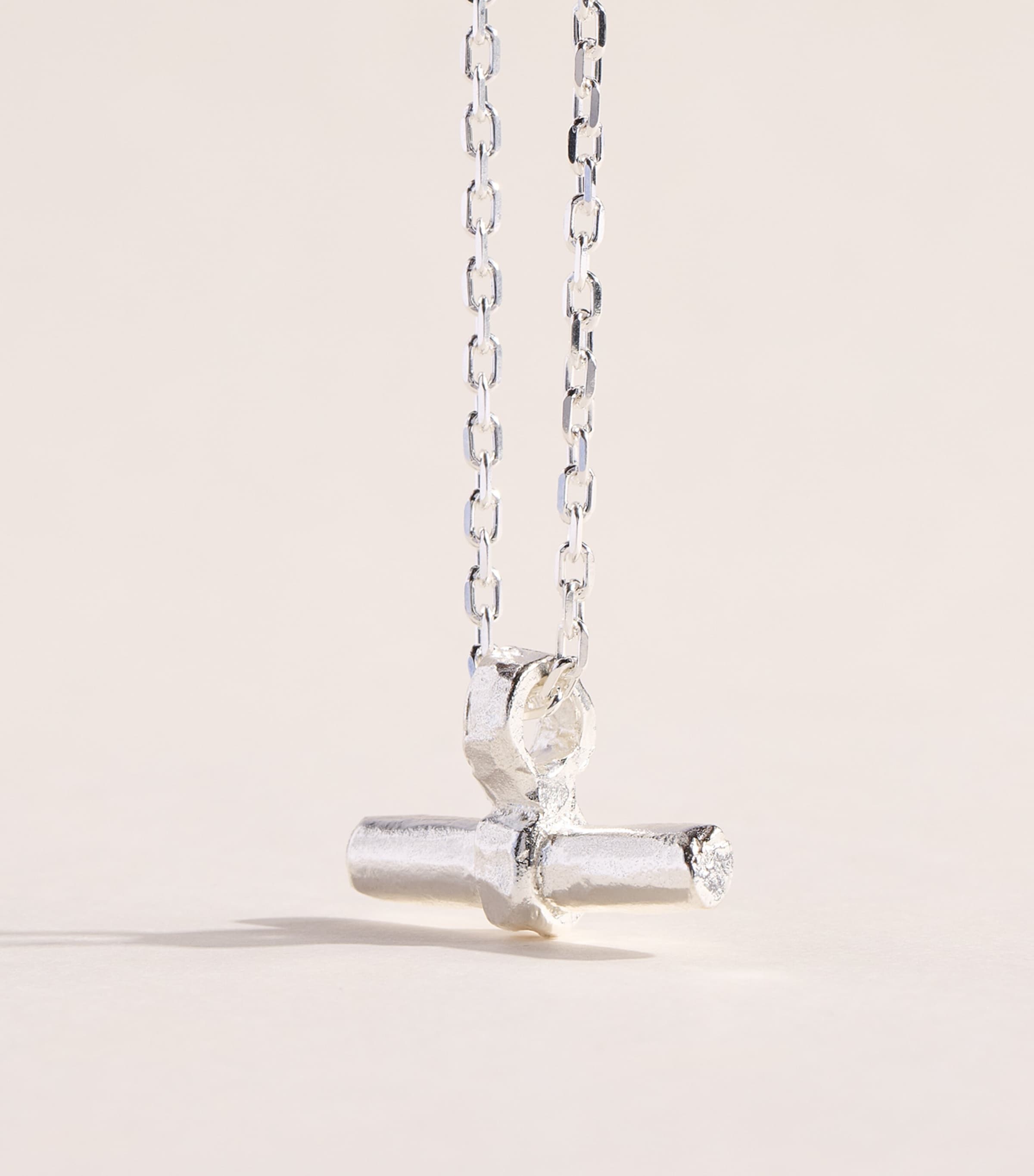 THE OUZE Sterling Silver T-Bar Necklace Silver Image 1