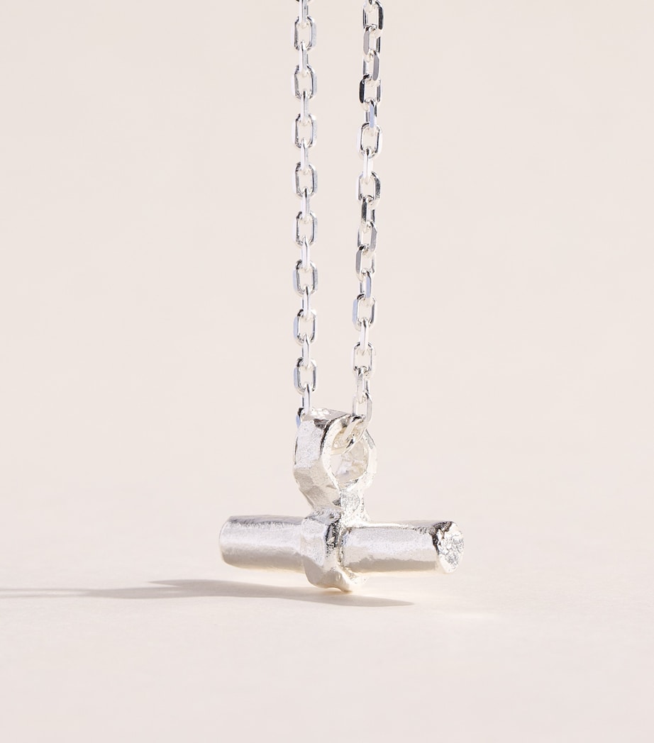 THE OUZE Sterling Silver T-Bar Necklace Silver Image 1
