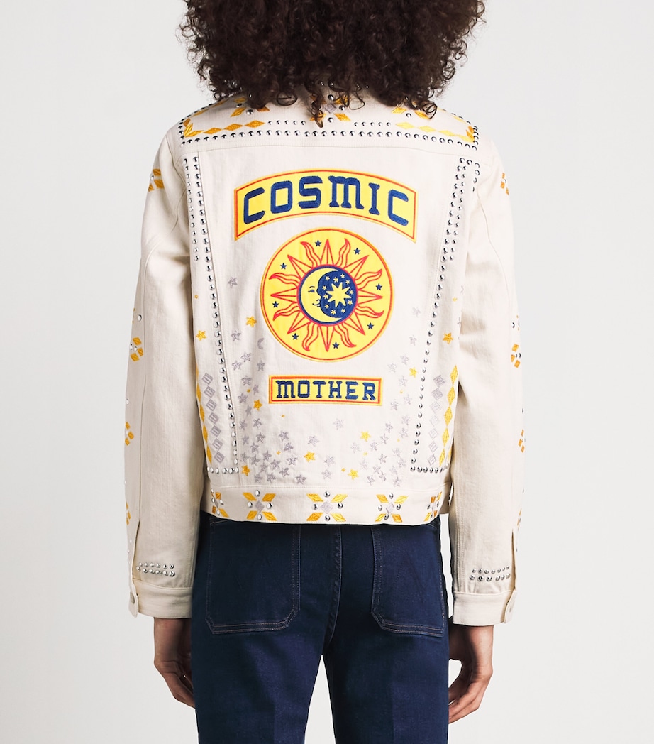 MOTHER Womens Embellished The Bruiser Denim Jacket All Natural Image 5