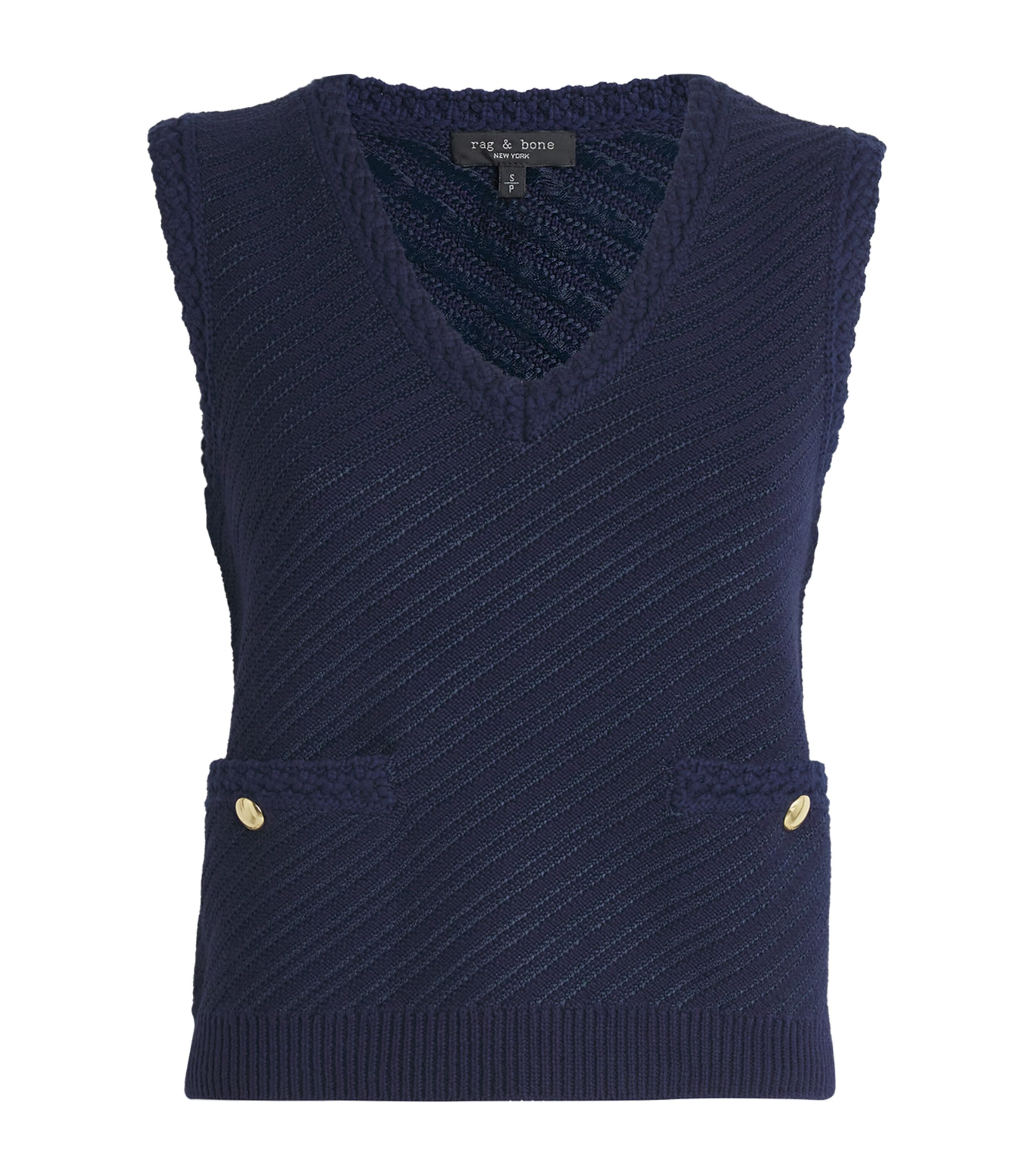 Rag & Bone Cotton-blend V-neck Claire Vest In Blue