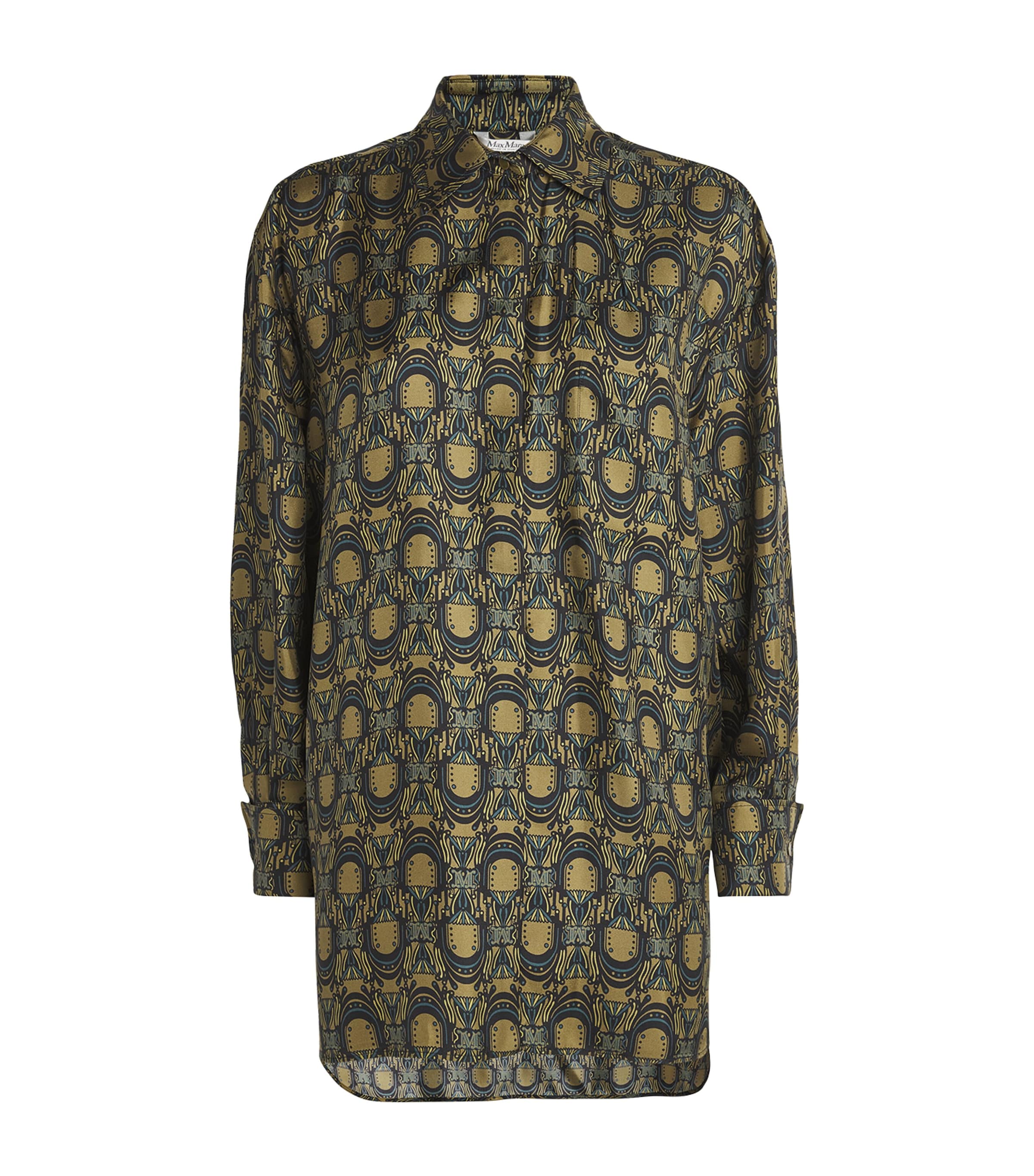 Shop Max Mara Silk Patterned Shirt In Green