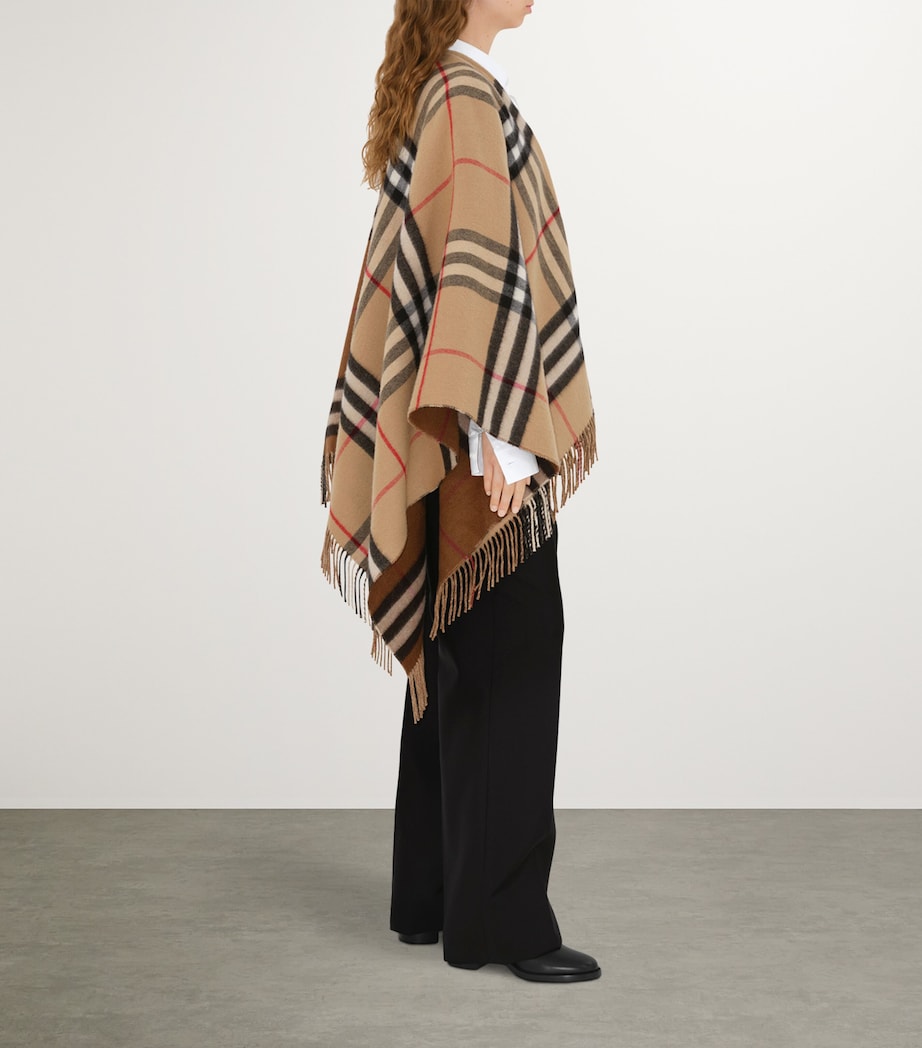 Wool-Cashmere Contrast-Check Cape ARC BEG/DRK BIR BRWN Image 3