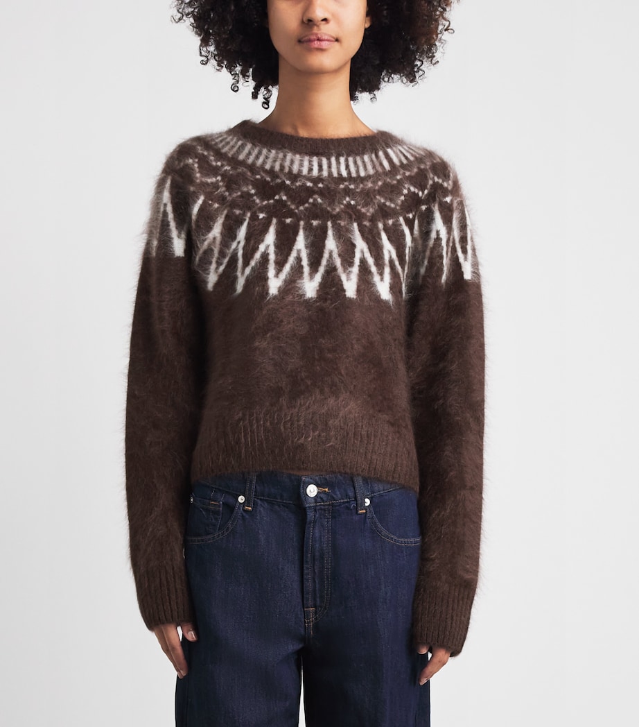 Soft Goat Womens Brushed Cashmere Fair Isle Sweater Mocha Image 4