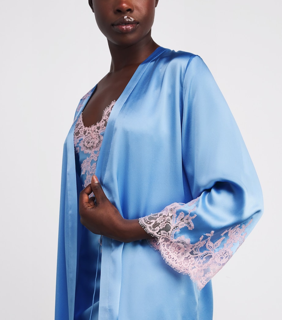Silk Lace-Trim Bénédicte Long Robe 5276 CIEL/LILA Image 6