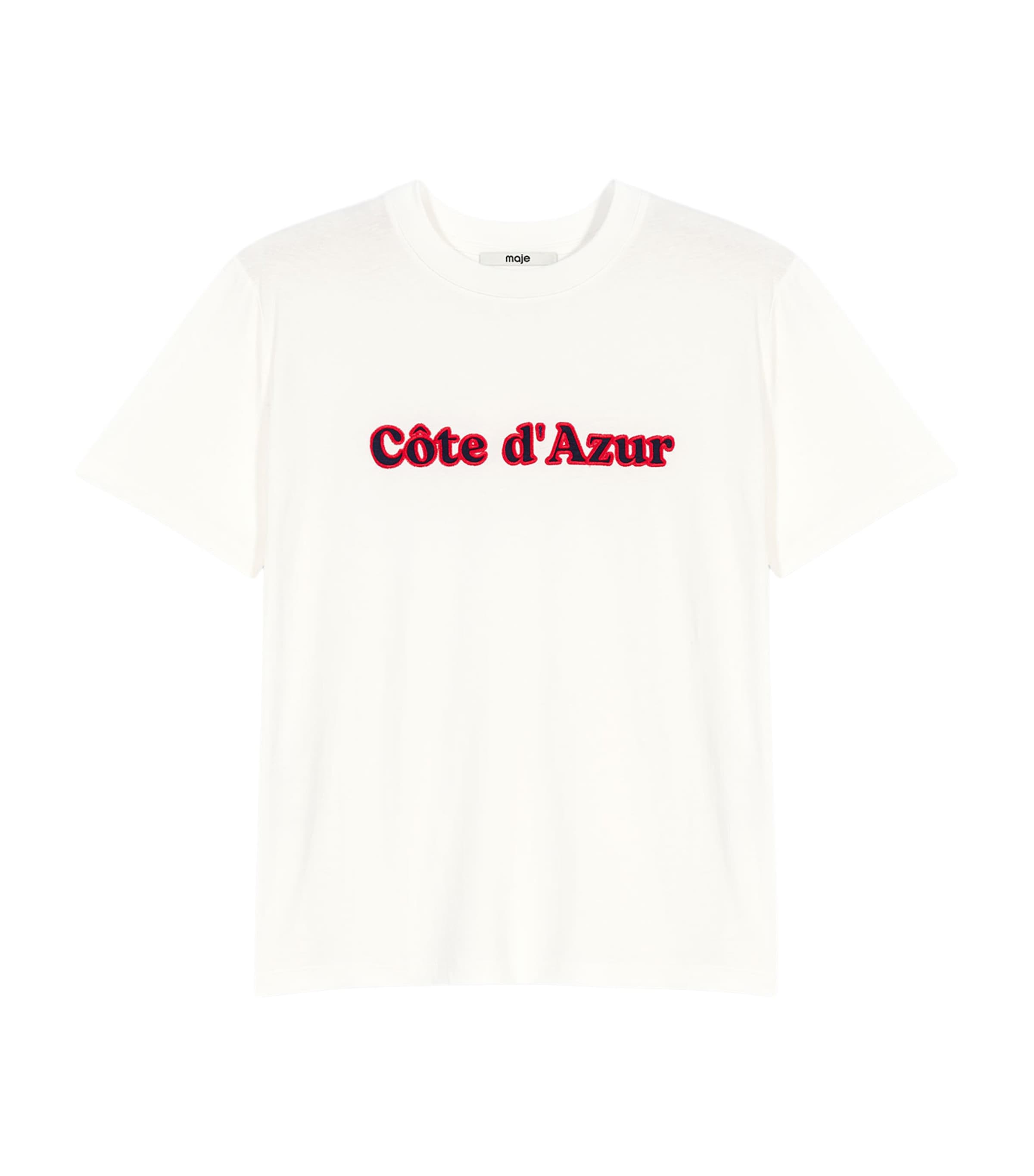 Maje Cotton Embroidered T-Shirt White