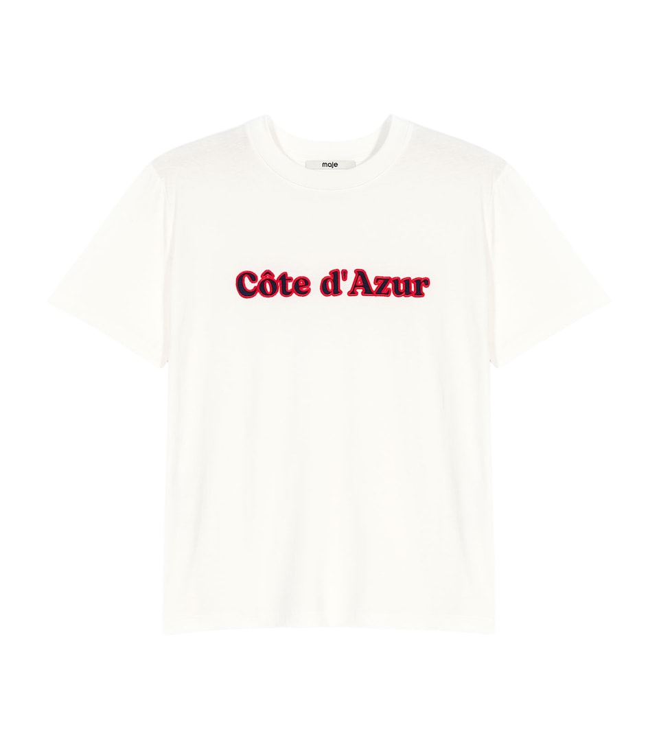 Maje Cotton Embroidered T-Shirt White