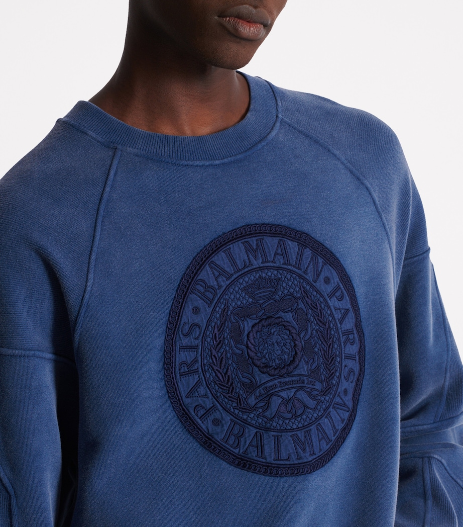 Cotton Embroidered Sweatshirt 6CX BLEU Image 7