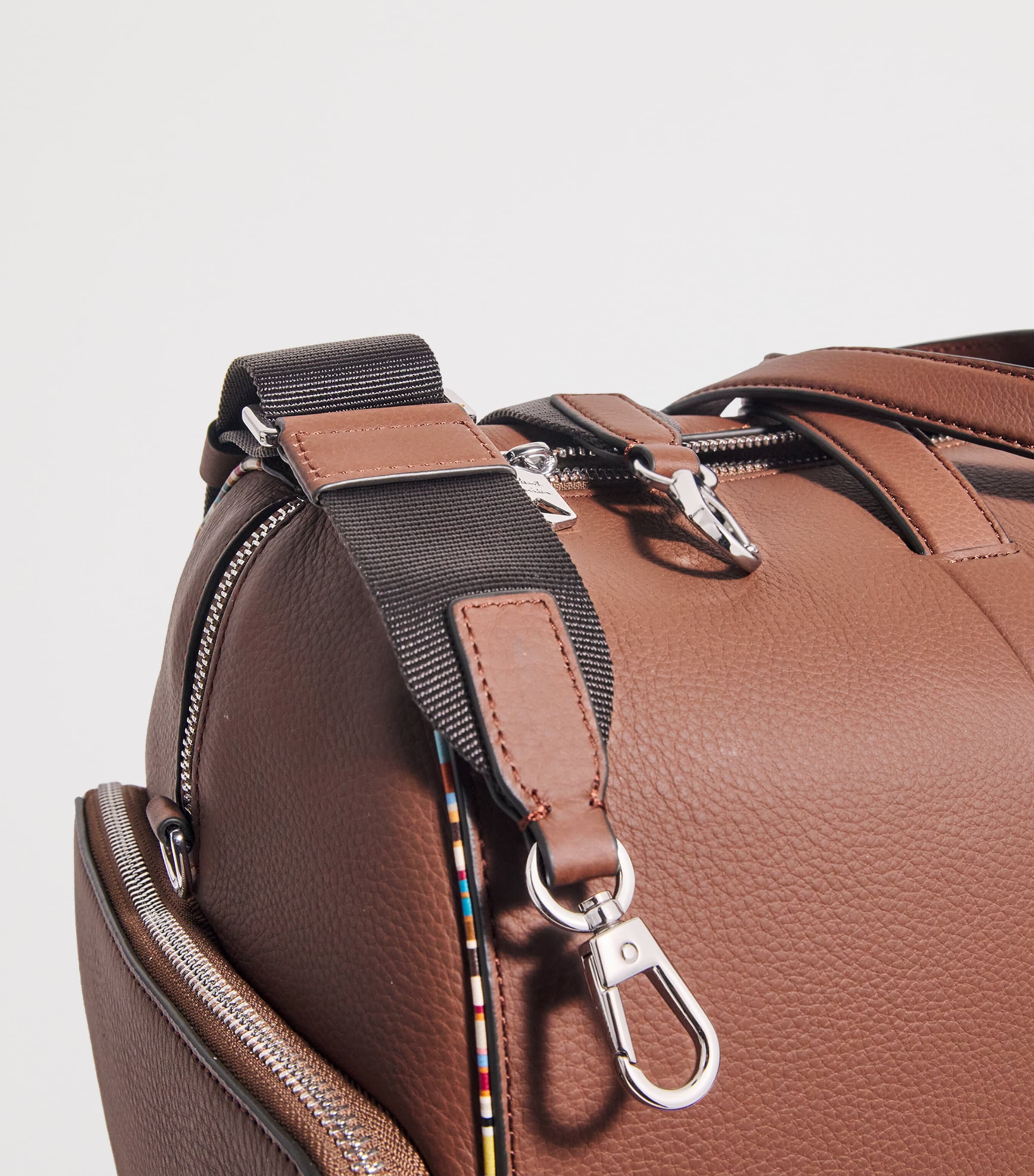 Leather Signature Stripe Holdall 62_TAN Image 6
