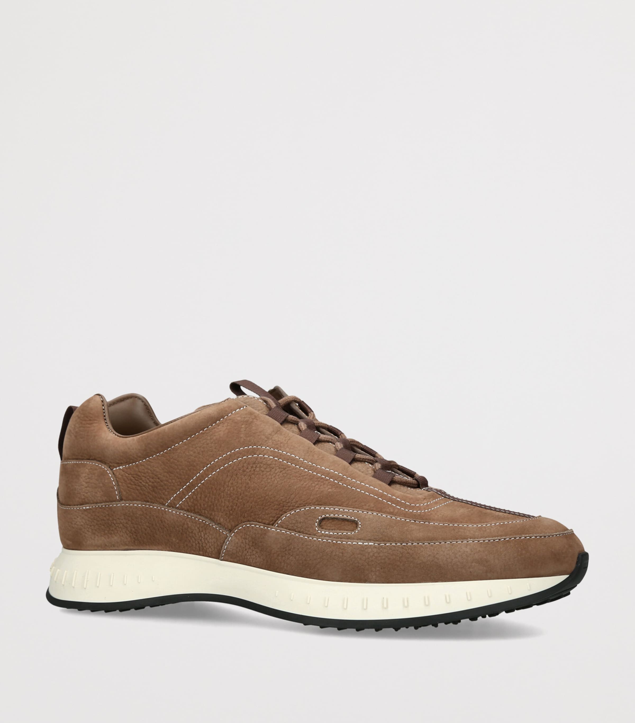 John Lobb Nubuck Leather Stream Elastic Sneakers Mid Brown Image 2