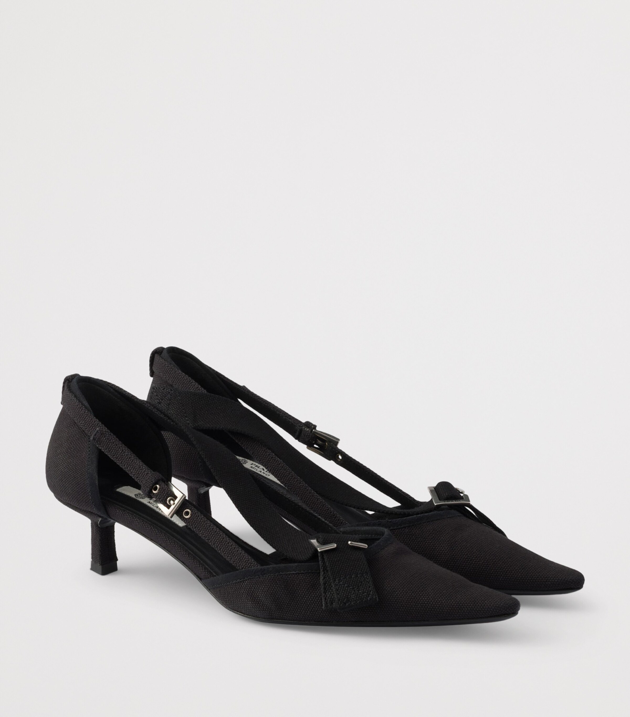 Prada Canvas Buckle-Detail Pumps 45 Black Image 3