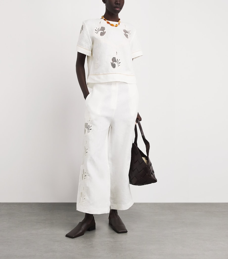 LUG VON SIGA Womens Linen Maria Wide-Leg Trousers Offwhite Image 2