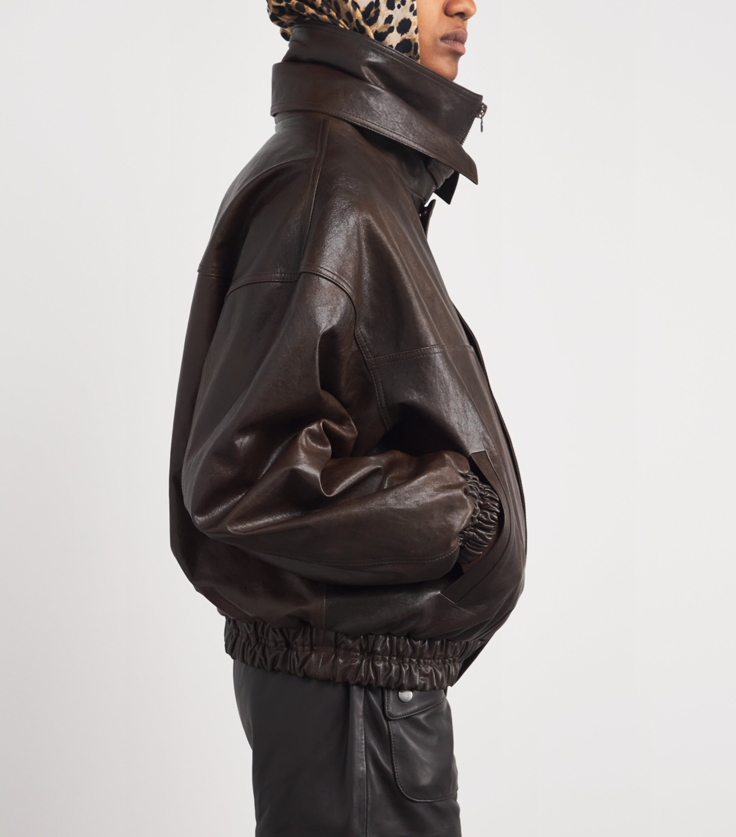 Magda Butrym Brown Leather Bomber Jacket | Harrods QA