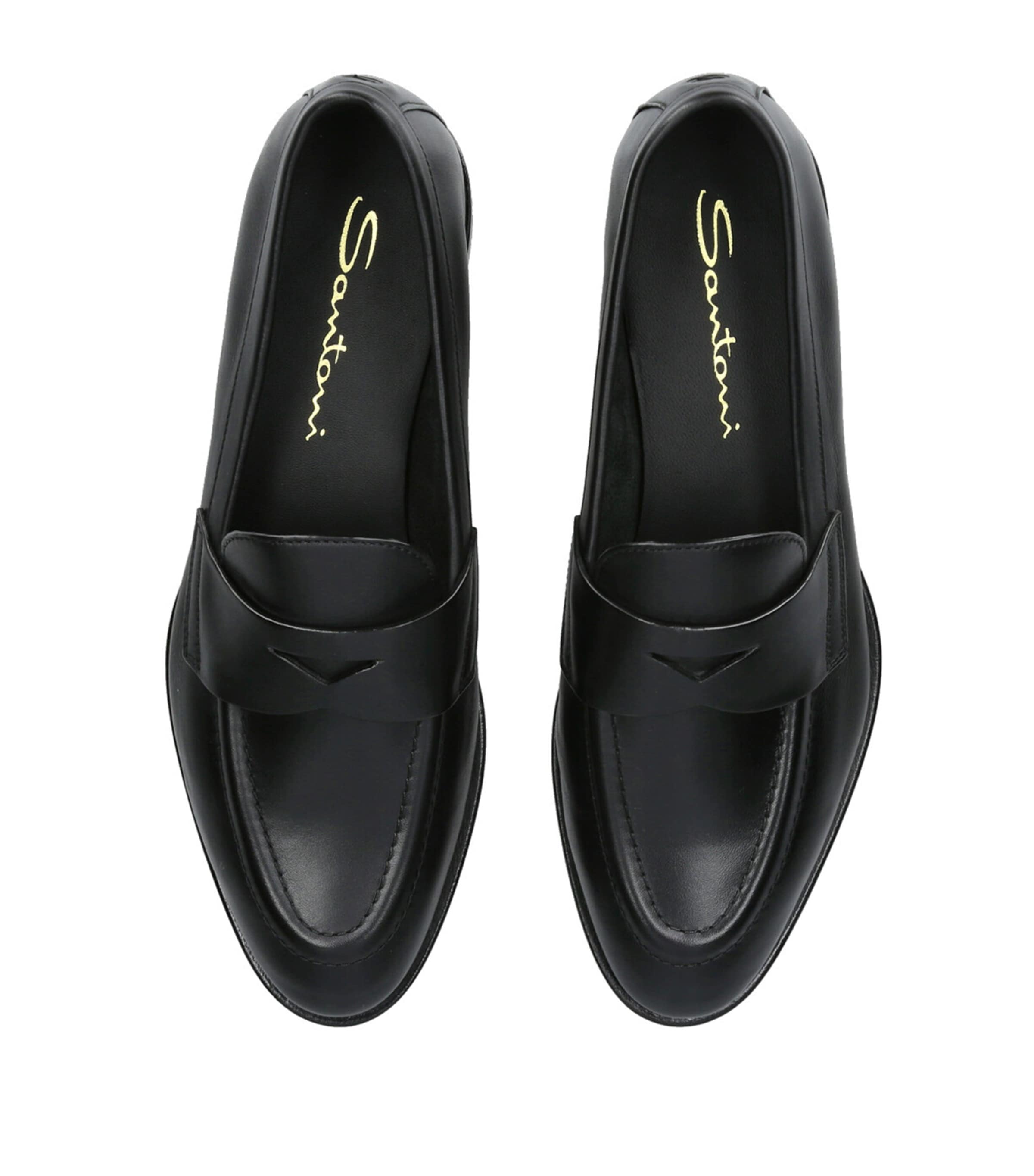 Santoni Leather Famed Loafers Black Image 4