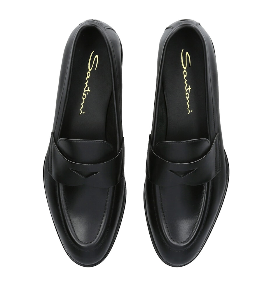 Santoni Leather Famed Loafers Black Image 4