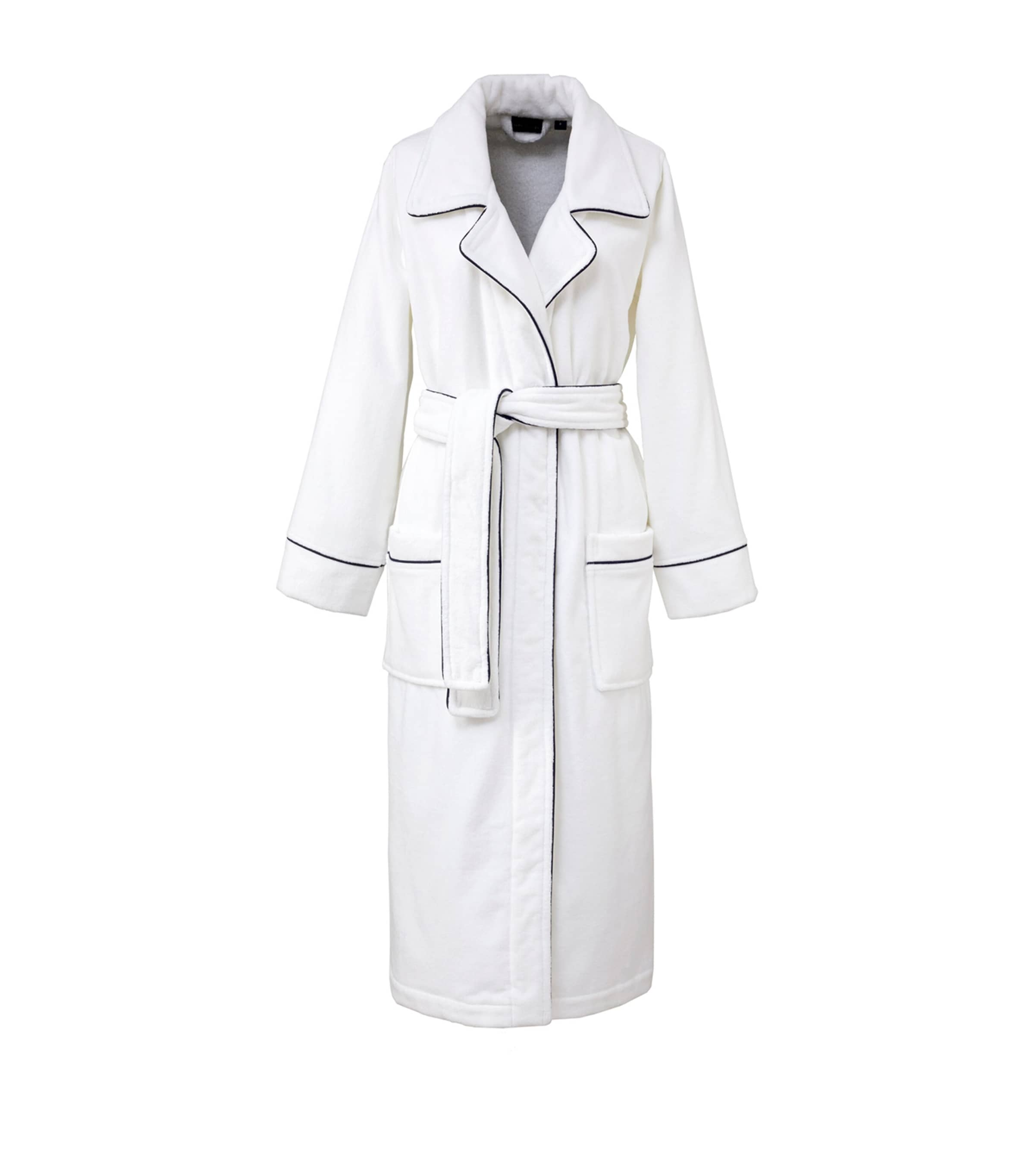 Shop Ralph Lauren Cotton Piped Bathrobe In Navy