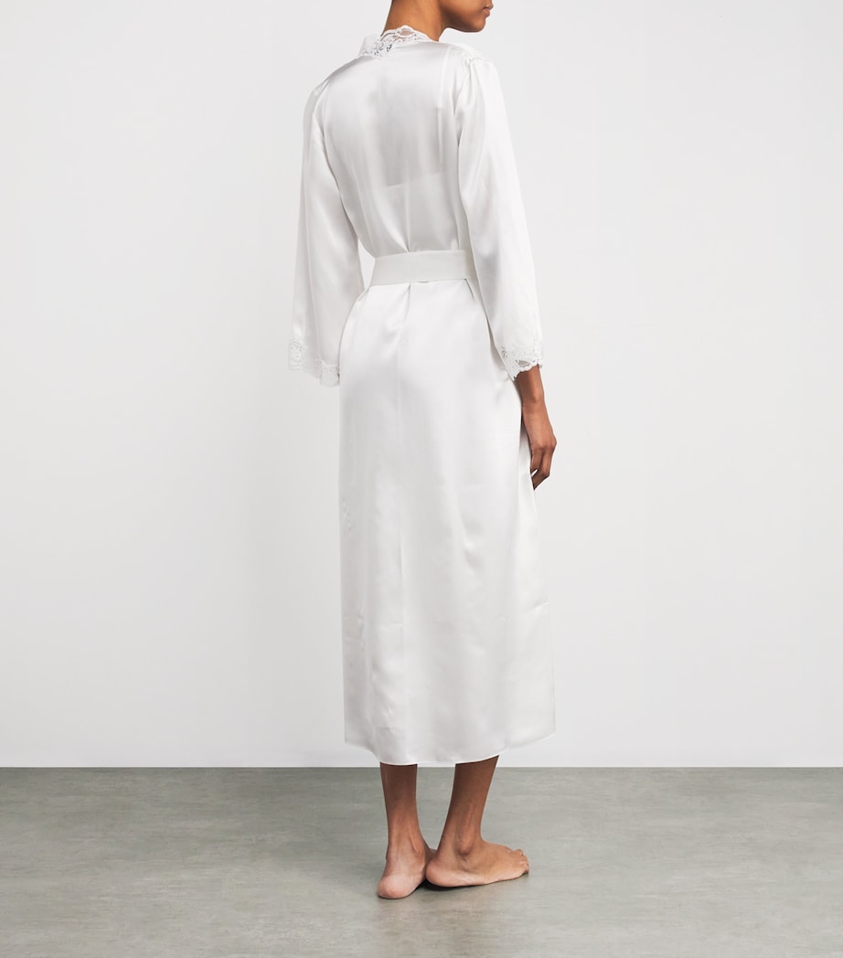 Silk Lace-Trim In My Boudoir Long Robe IVORY Image 3