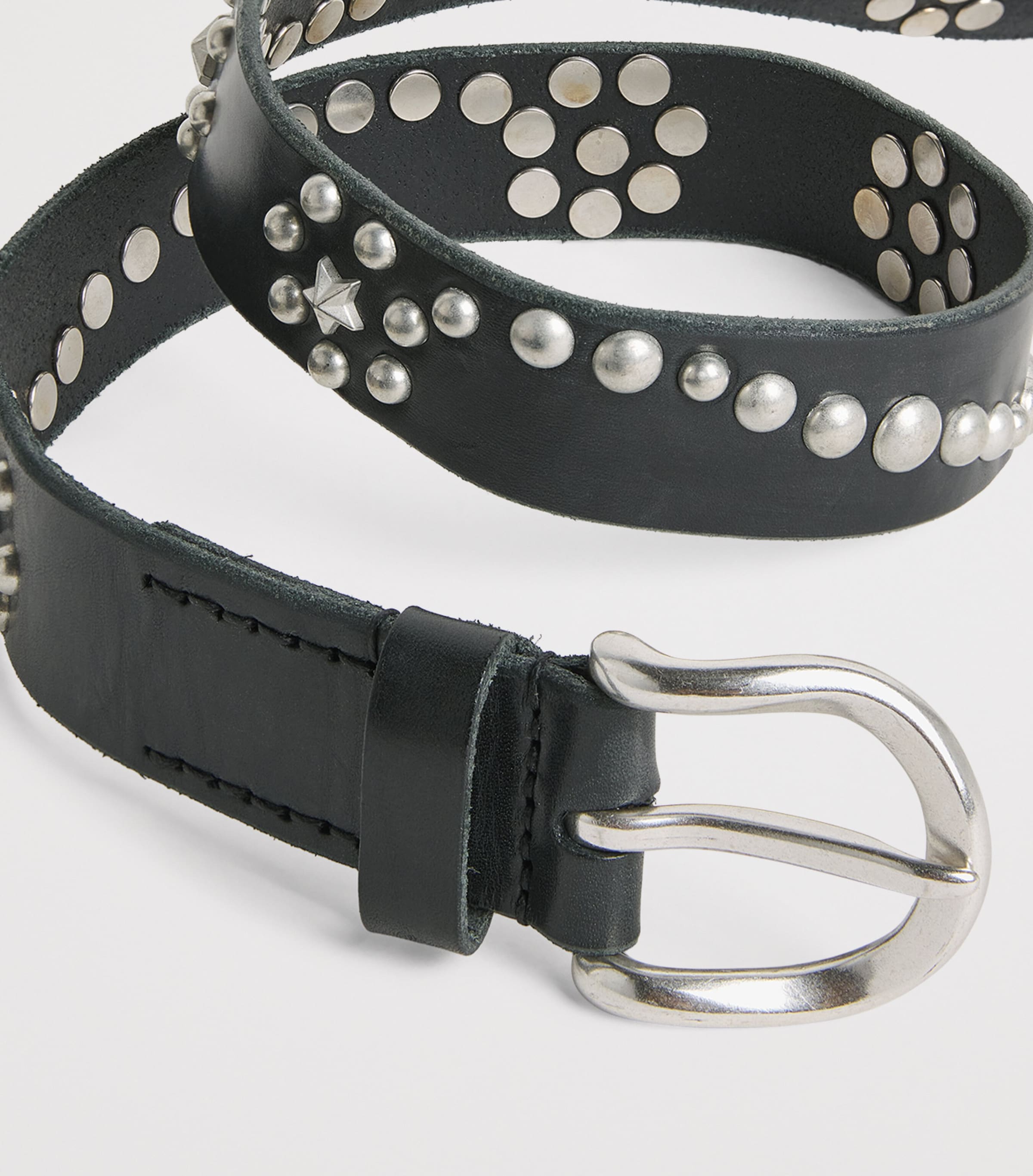 Bridle Leather Star Fall Stud Belt BLACK BRIDLE Image 5