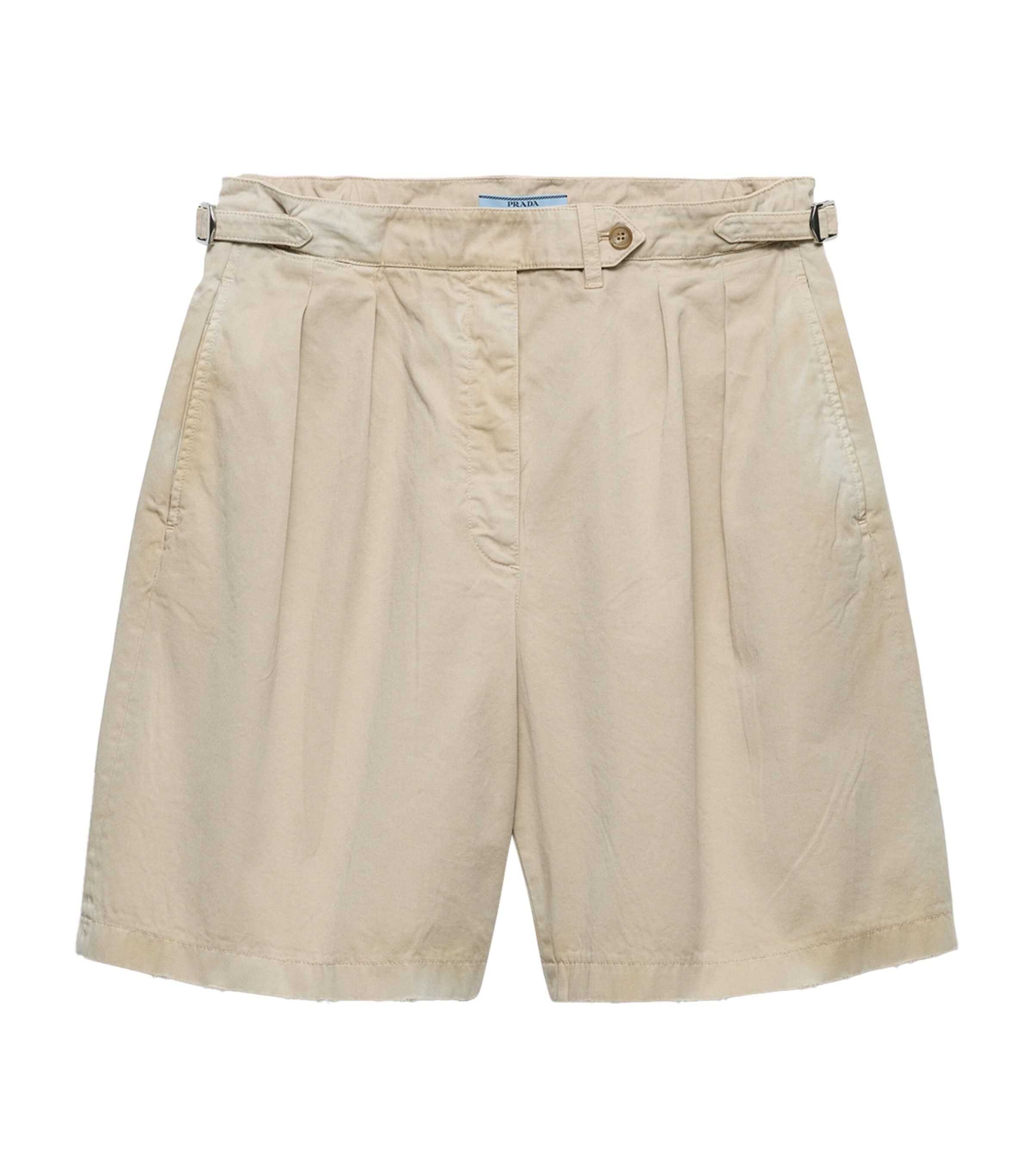 Prada Womens Cotton Gabardine Shorts Neutral Image 1