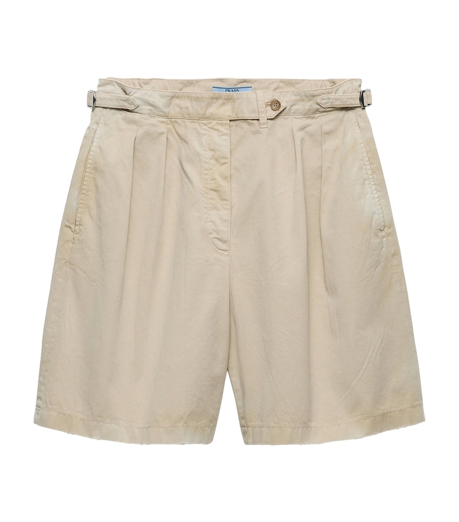 Prada Womens Cotton Gabardine Shorts Neutral Image 1
