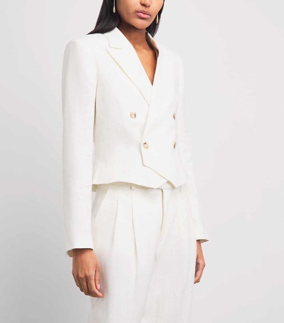With Nothing Underneath Womens Linen Belgravia Cropped Blazer Ivory Image 4
