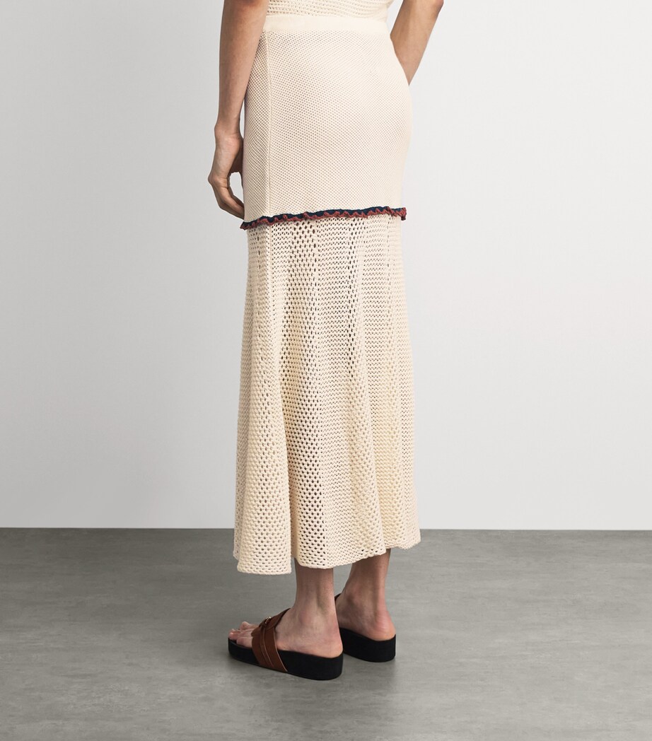 ESCVDO Womens Crochet Mural Maxi Skirt Ivory Cobolt Brown Image 5