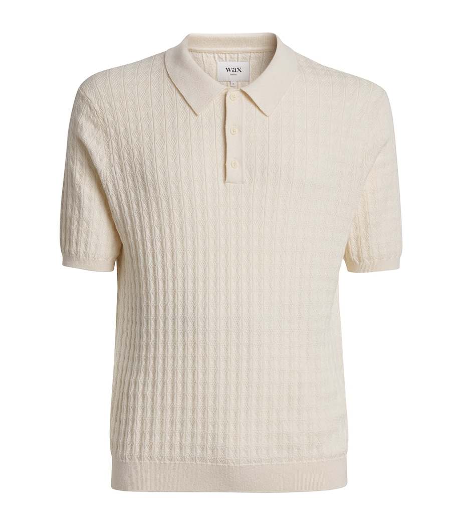 Cotton-Cashmere Diamond Polo Shirt ECRU Image 1