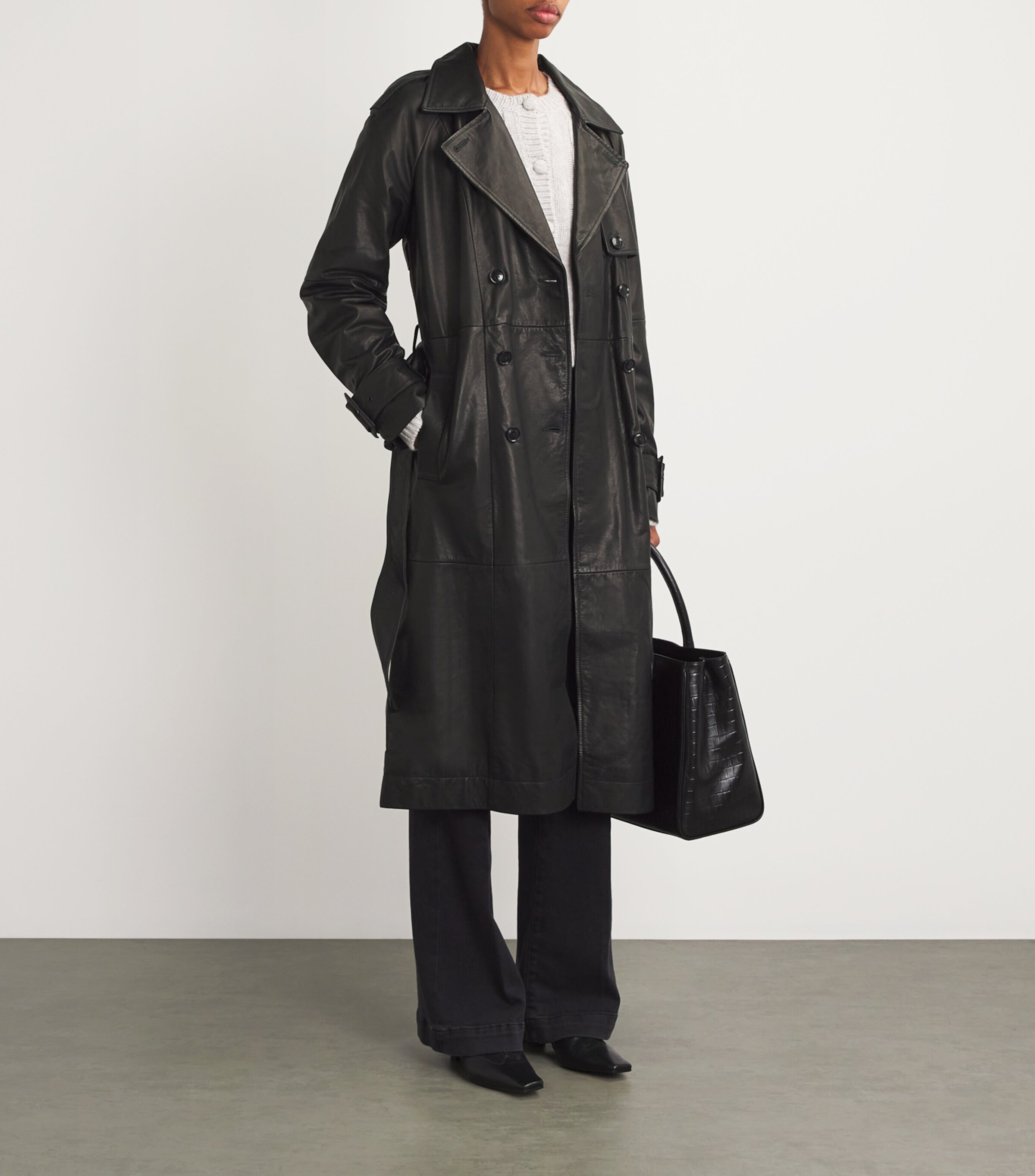 PAIGE Leather Hanni Trench Coat | Harrods US