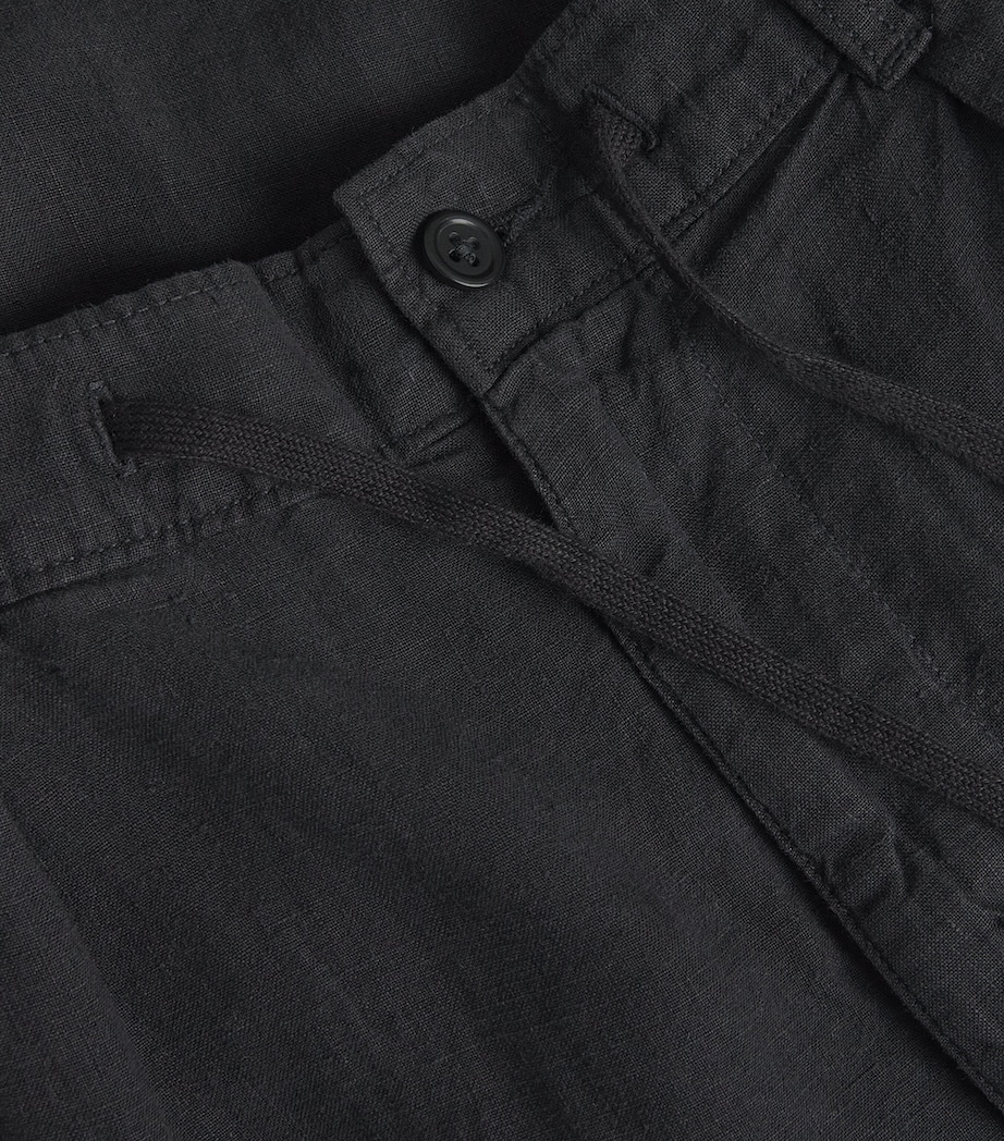 Linen Drawstring Trousers BLACK Image 5