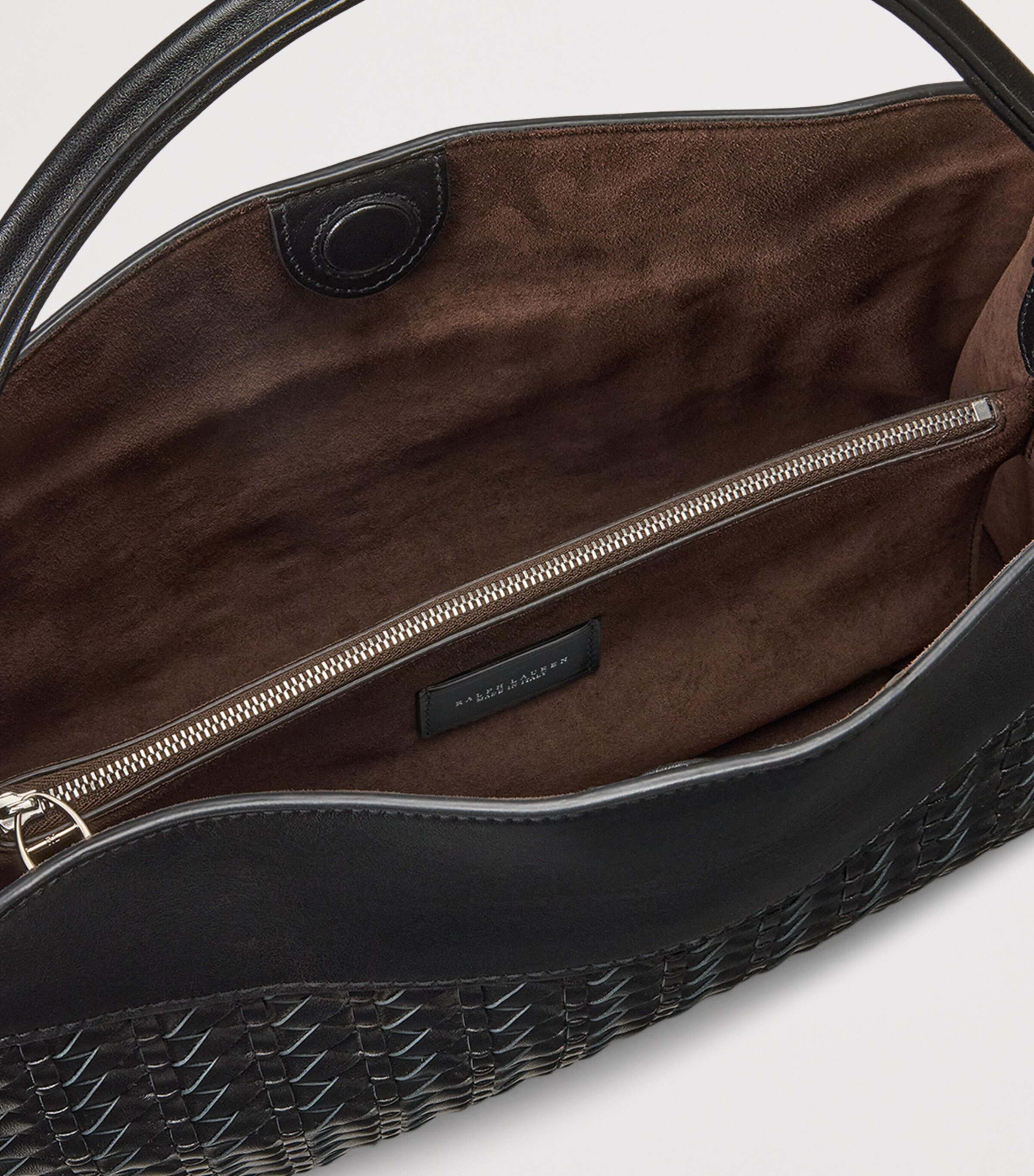 Ralph Lauren Collection Leather Braided The Ralph Shoulder Bag Black Image 8