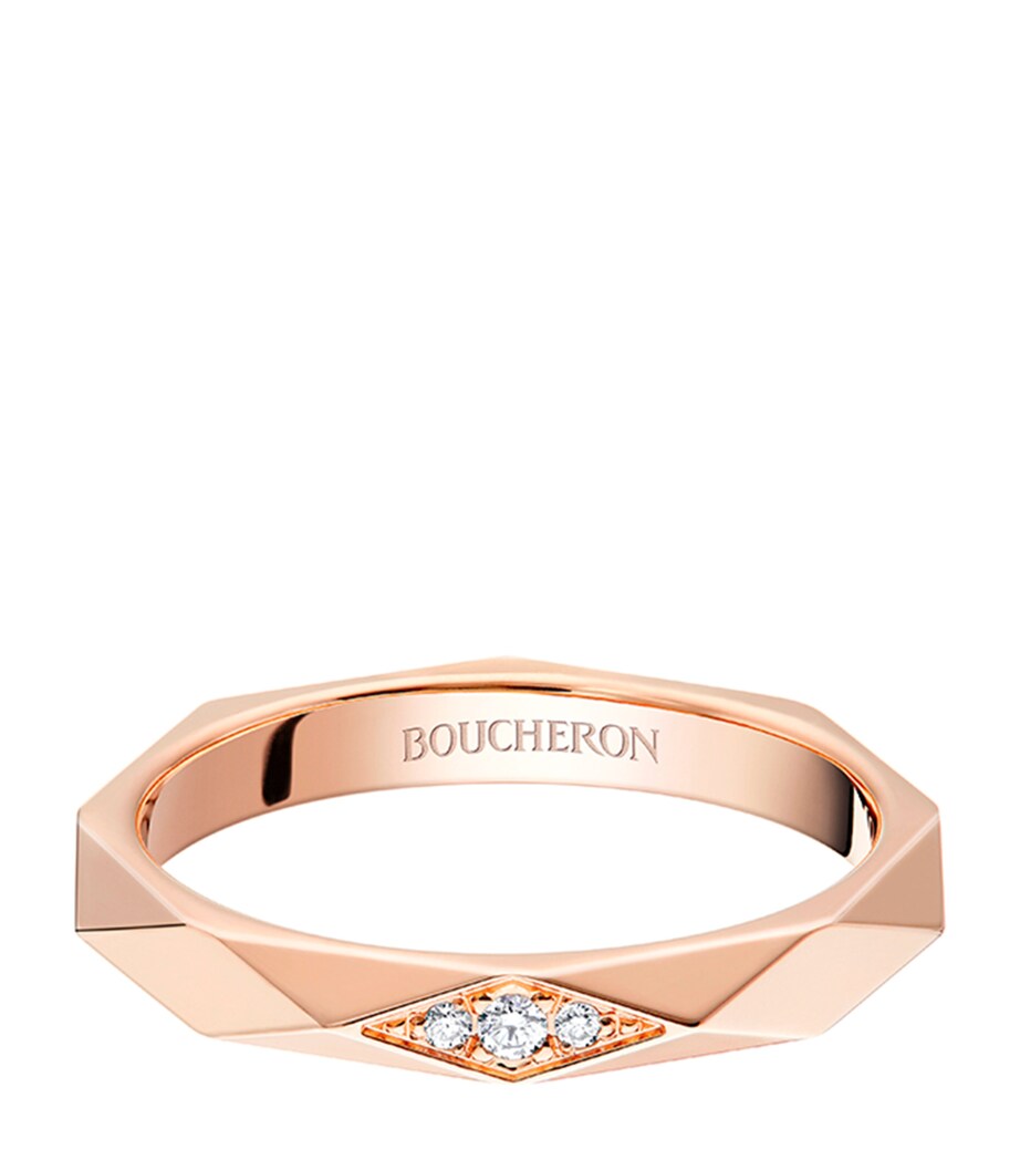 Pink Gold and Diamond Facette Wedding Band ROSE GOLD Image 1