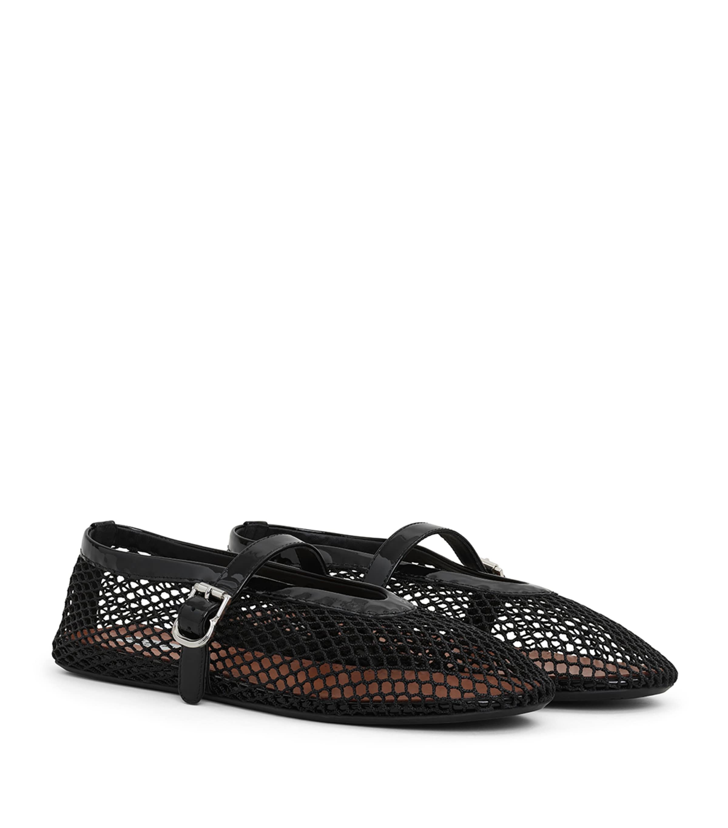Alaïa Patent Leather-Trim  Fishnet Ballet Flats Noir Image 2