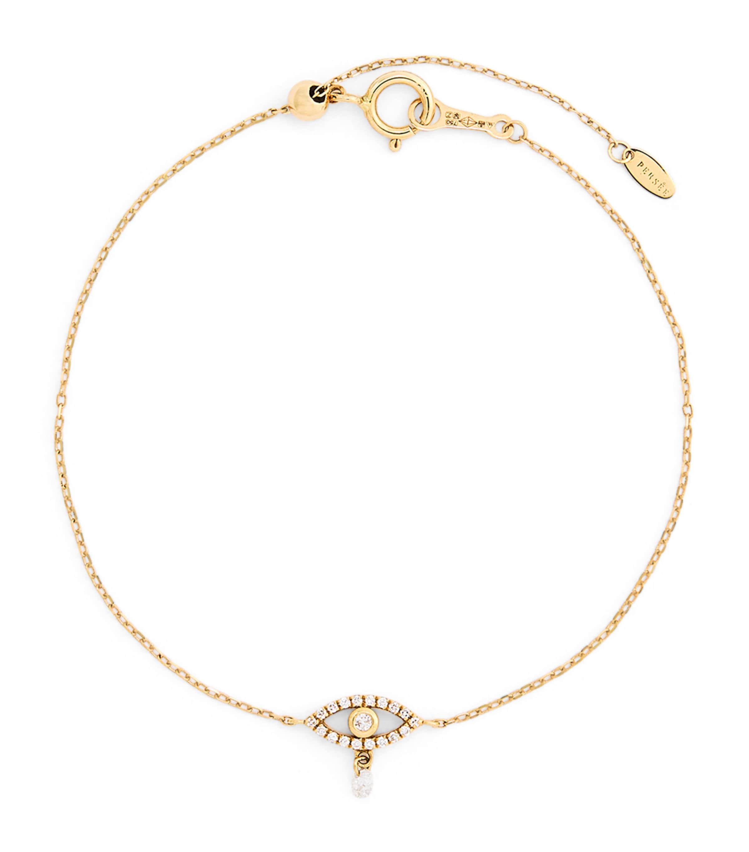 Persée Yellow Gold and Diamond Pavé Evil Eye Bracelet | Fine Jewellery | Fine Bracelets | Chain Bracelets | Designers | Persee