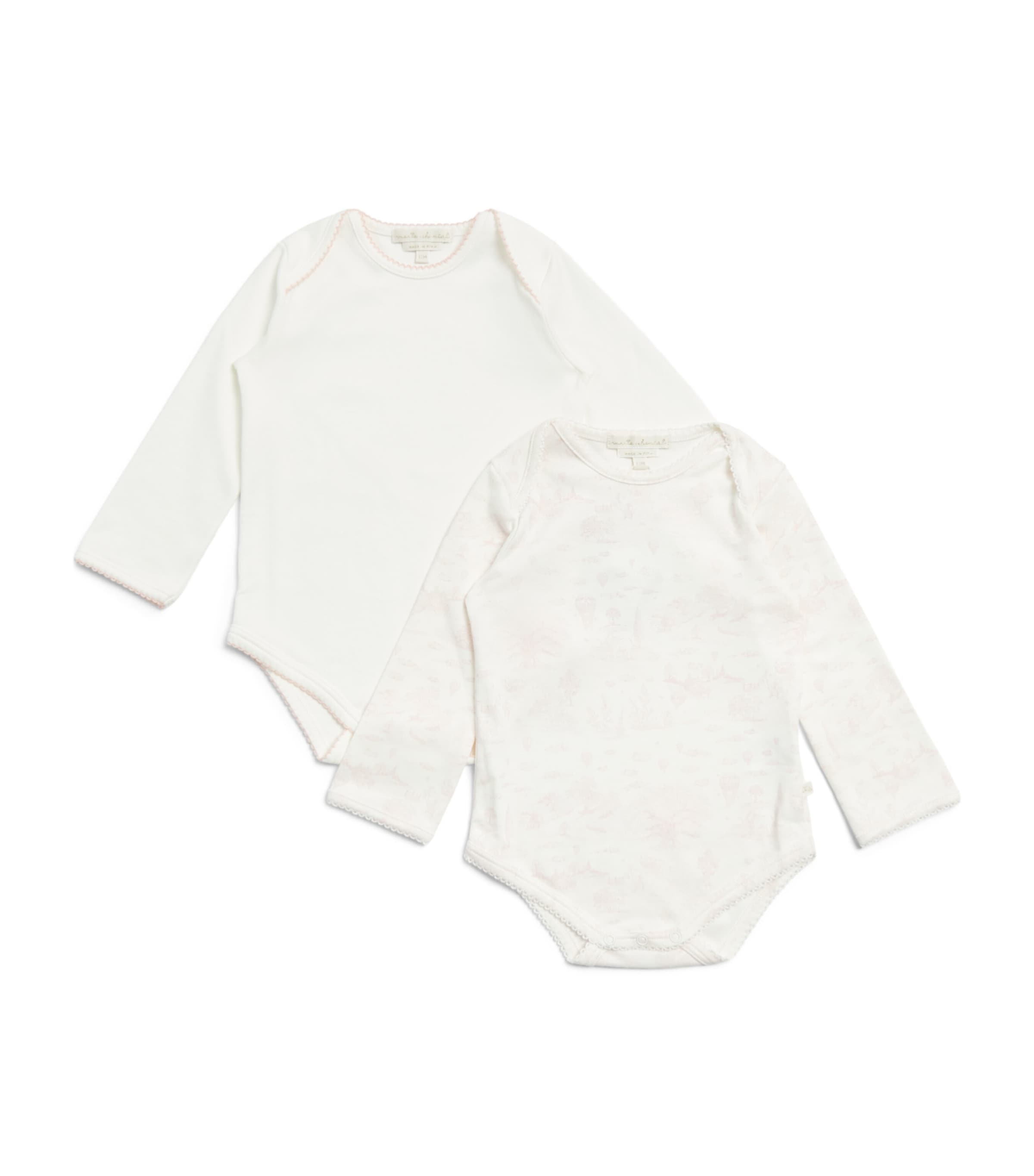 Marie-Chantal Set of 2 Cotton Toile de Jouy Dusty Bodysuits (0-18 Months) Mc Pink Image 1