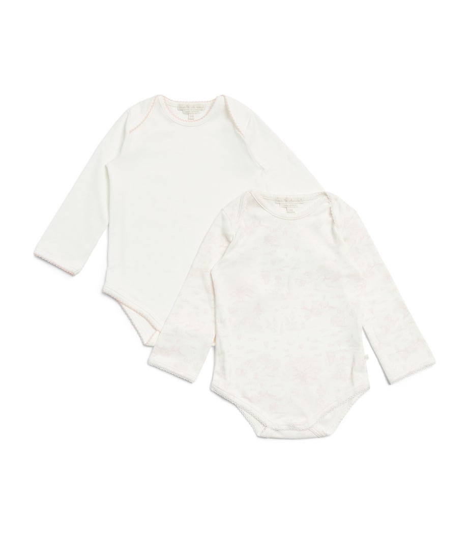 Marie-Chantal Set of 2 Cotton Toile de Jouy Dusty Bodysuits (0-18 Months) Mc Pink Image 1
