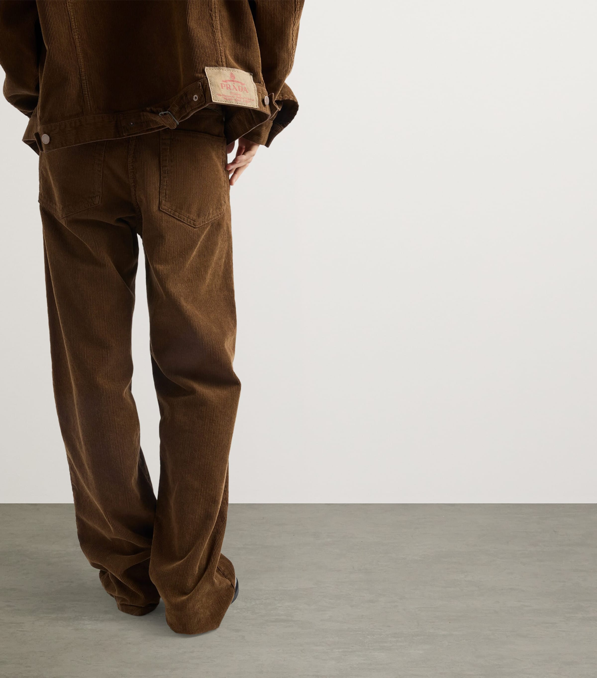 Prada Womens Corduroy Wide-Leg Trousers Image 6