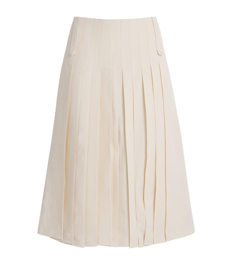 Tory Burch Womens Pleated Midi Skirt Cream Image 1