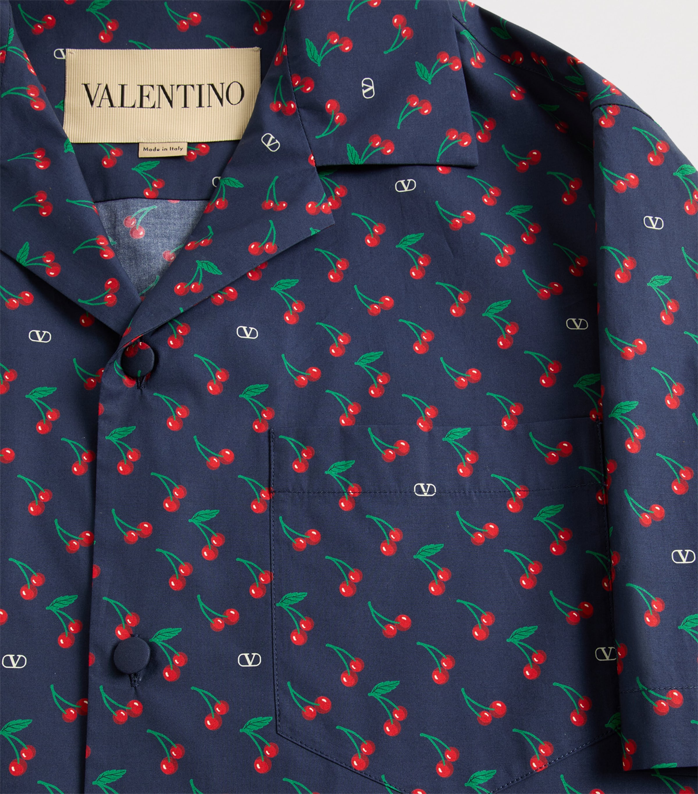 Valentino Blue Cotton Cherry Bowling Shirt | Harrods US