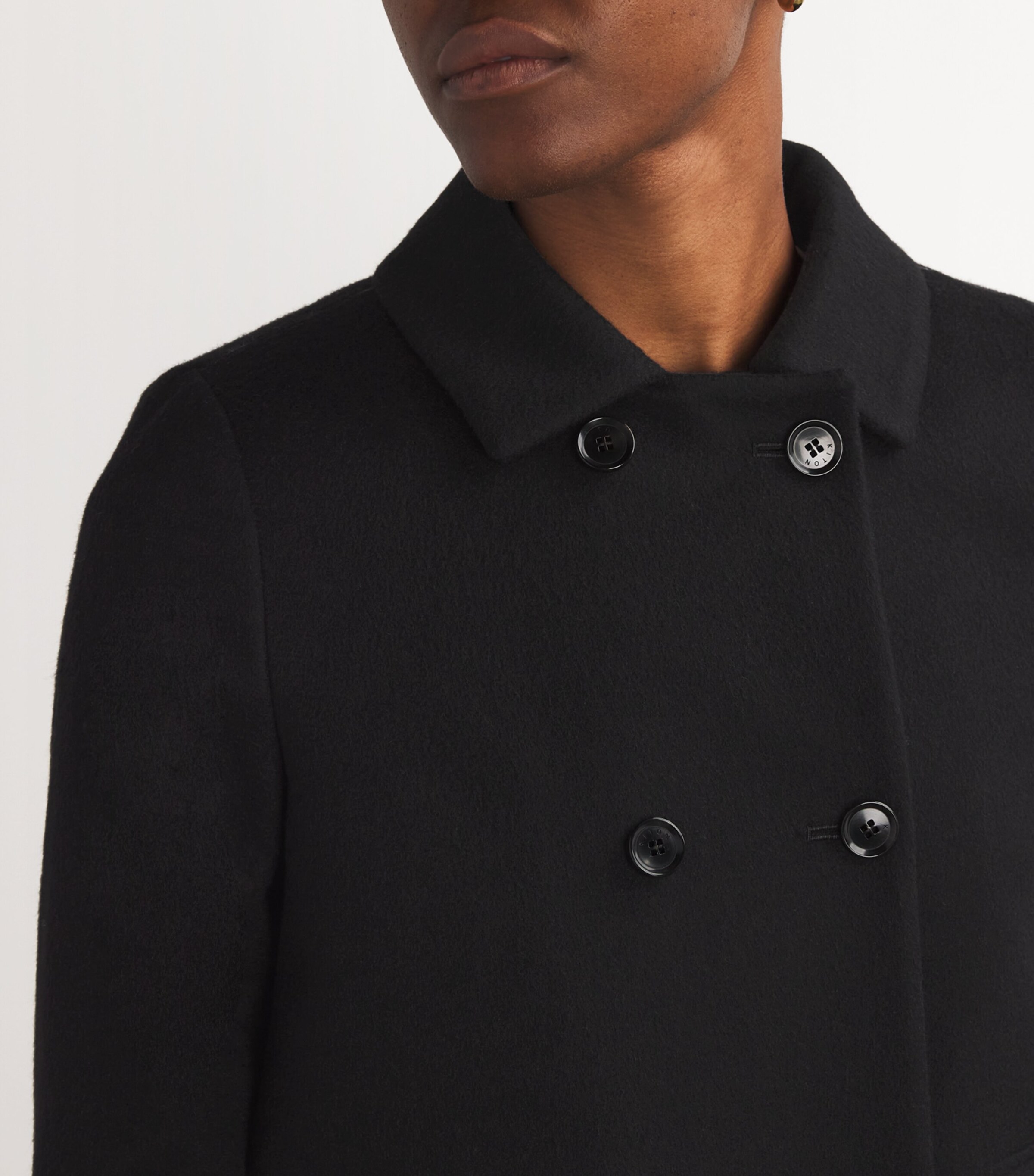 Kiton Womens Cashmere Pea Coat Black Image 6