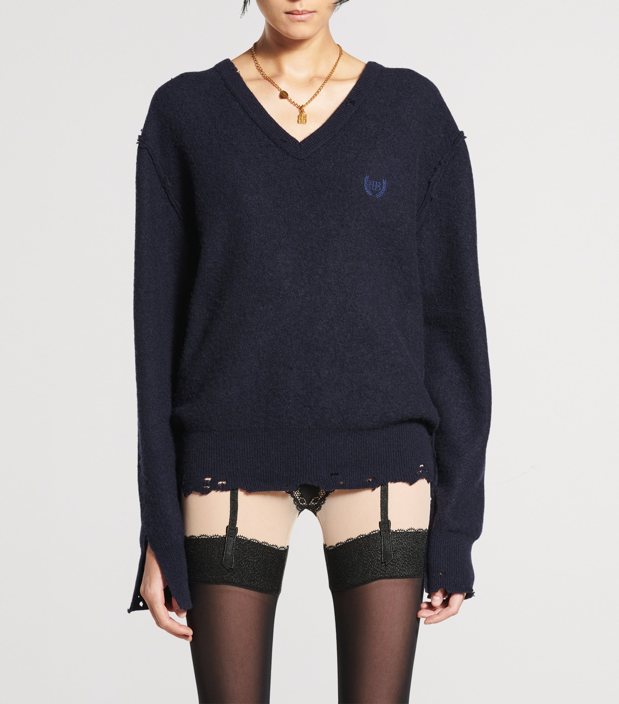 Balenciaga Womens Cashmere-Wool Inside Out Sweater Image 2