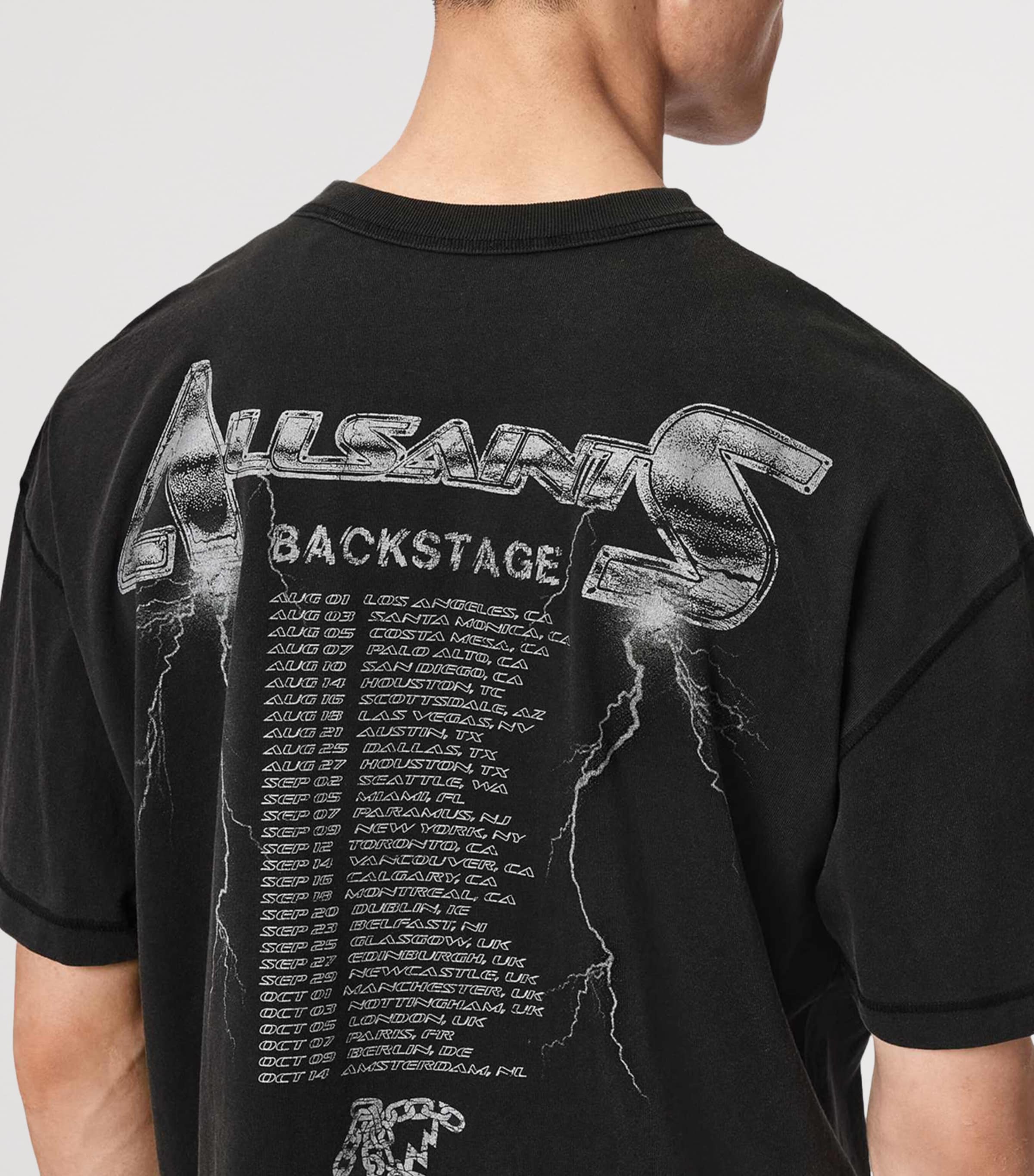 AllSaints Mens Cotton Iron Tiger T-Shirt Washed Black Image 6