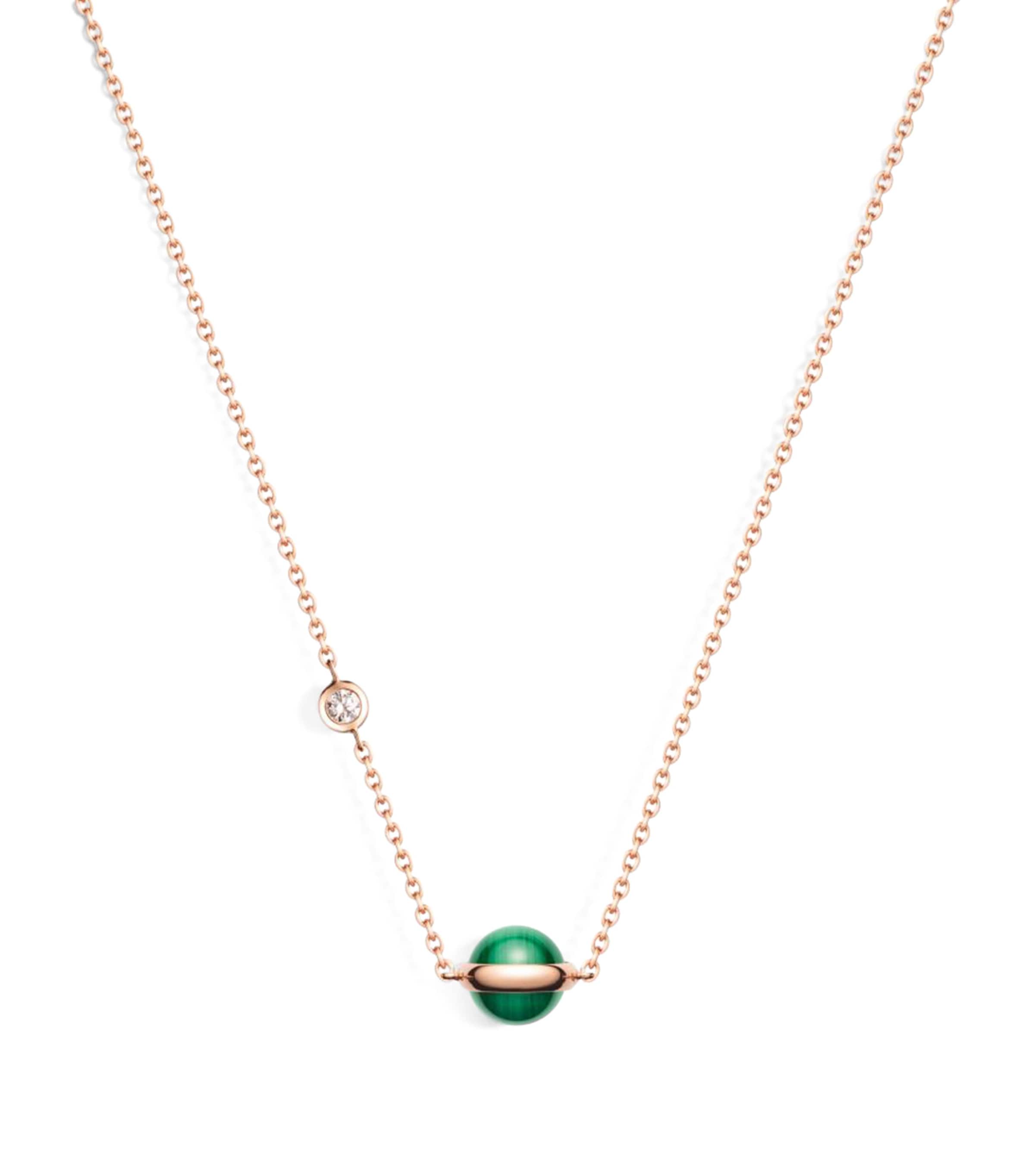 Piaget Rose Gold, Diamond And Malachite Possession Pendant Necklace In Grey