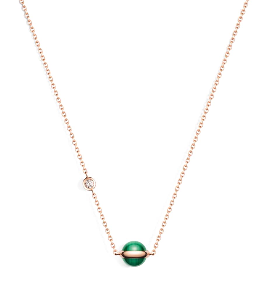 Rose Gold, Diamond and Malachite Possession Pendant Necklace GREEN Image 1