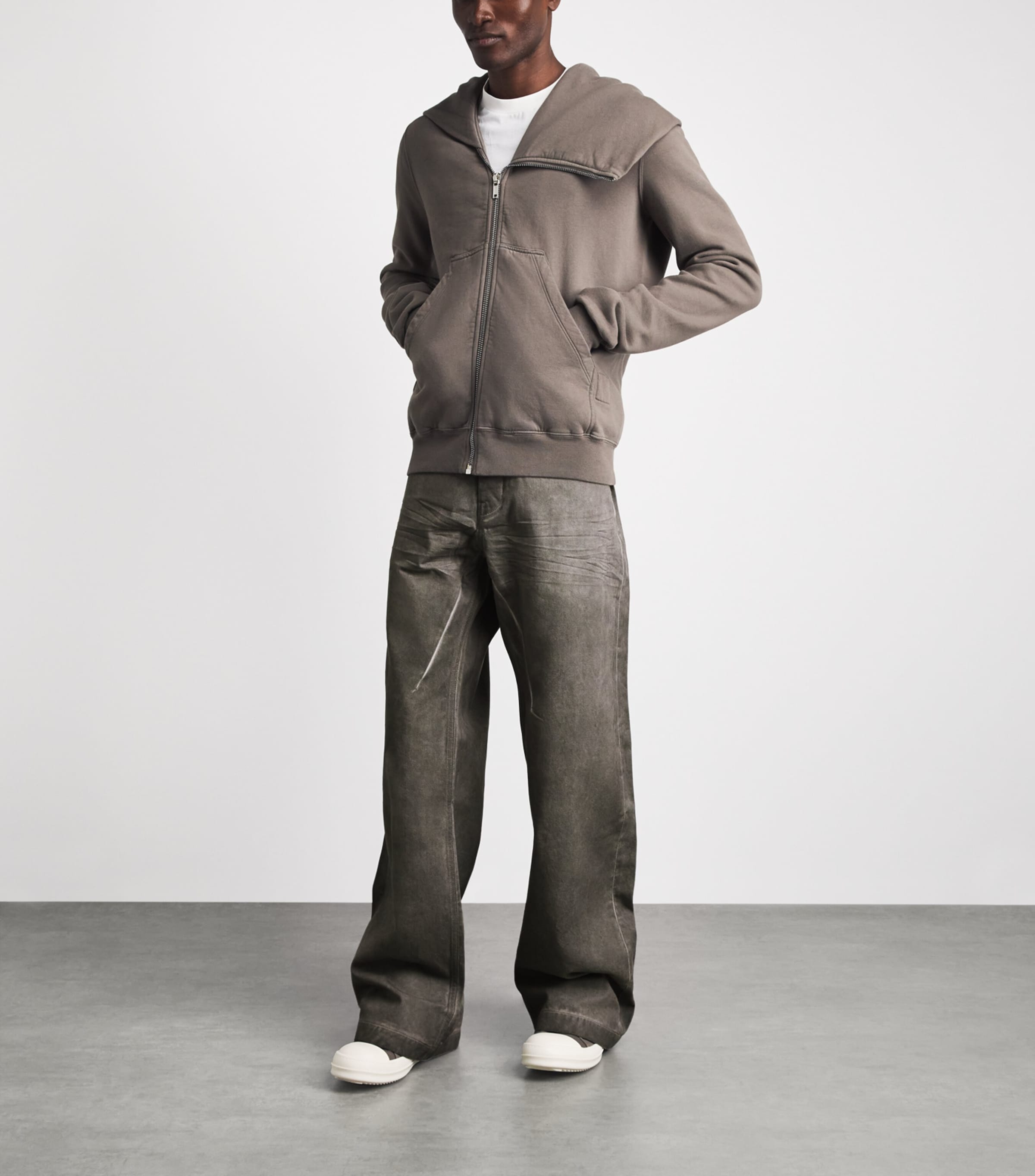 Rick Owens Mens Geth Wide-Leg Jeans Dark Dust Image 2