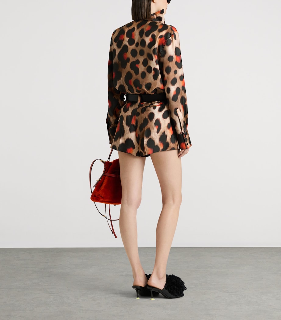 Givenchy Womens Silk Leopard Pleated Shorts Image 5