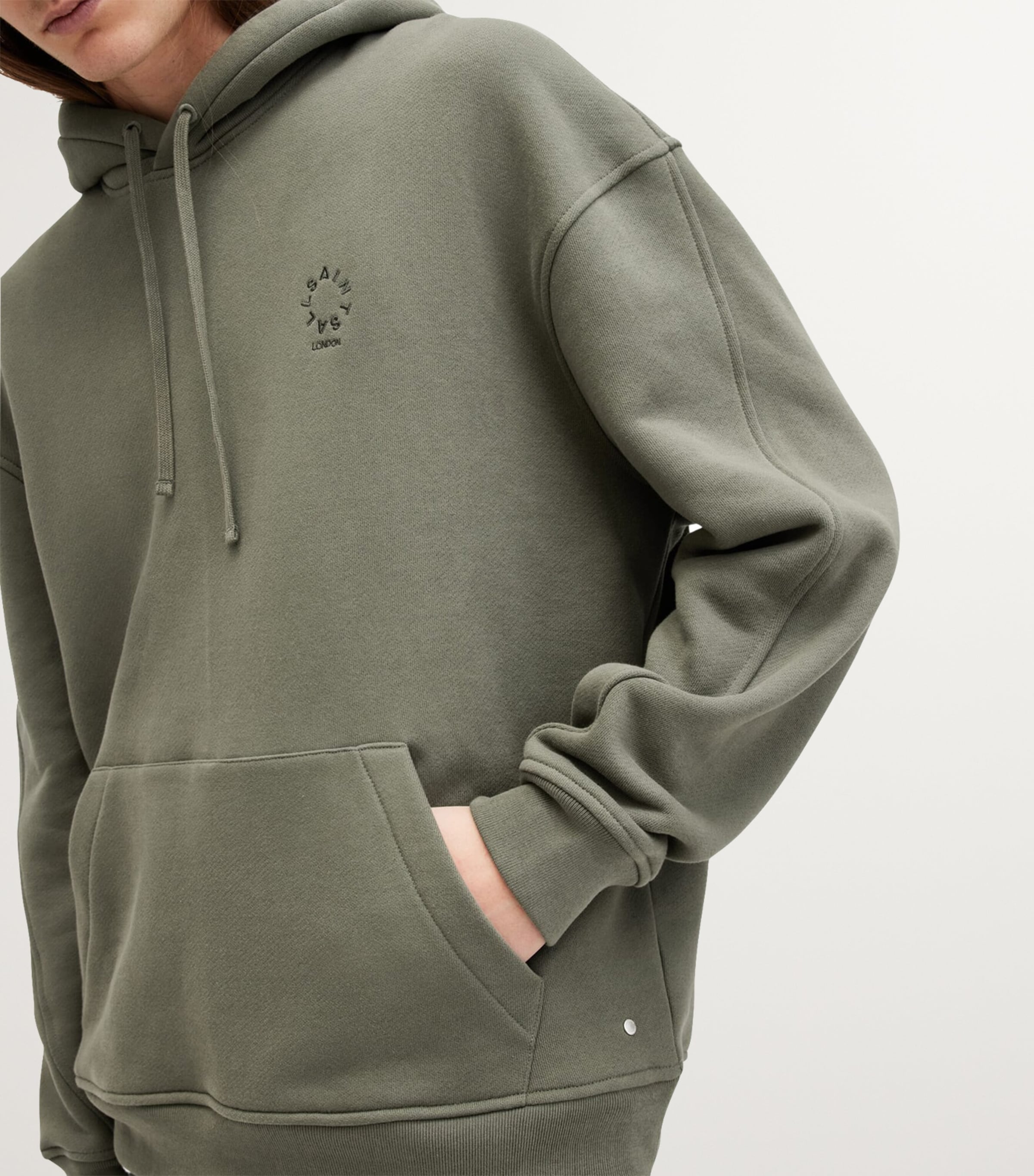 AllSaints Mens Organic Cotton Haven Oth Hoodie Thyme Green Image 6