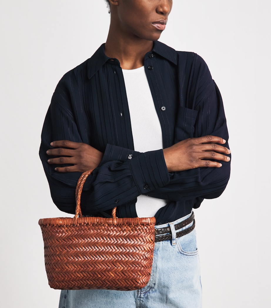 Mini Leather Flat Gora Tote Bag TAN Image 2